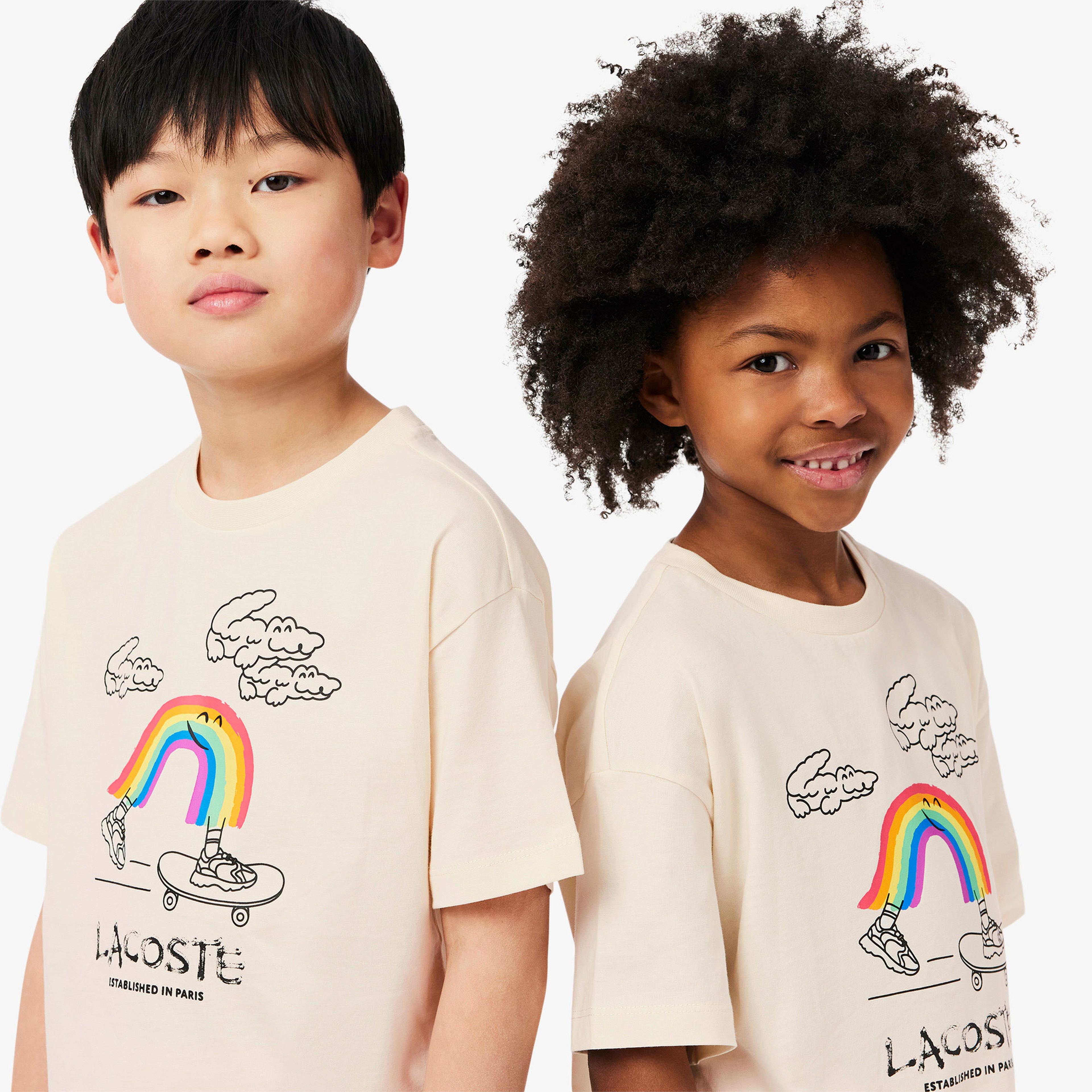 Çocuk Bisiklet Yaka Desenli Krem T-Shirt