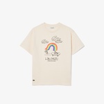 Çocuk Bisiklet Yaka Desenli Krem T-Shirt