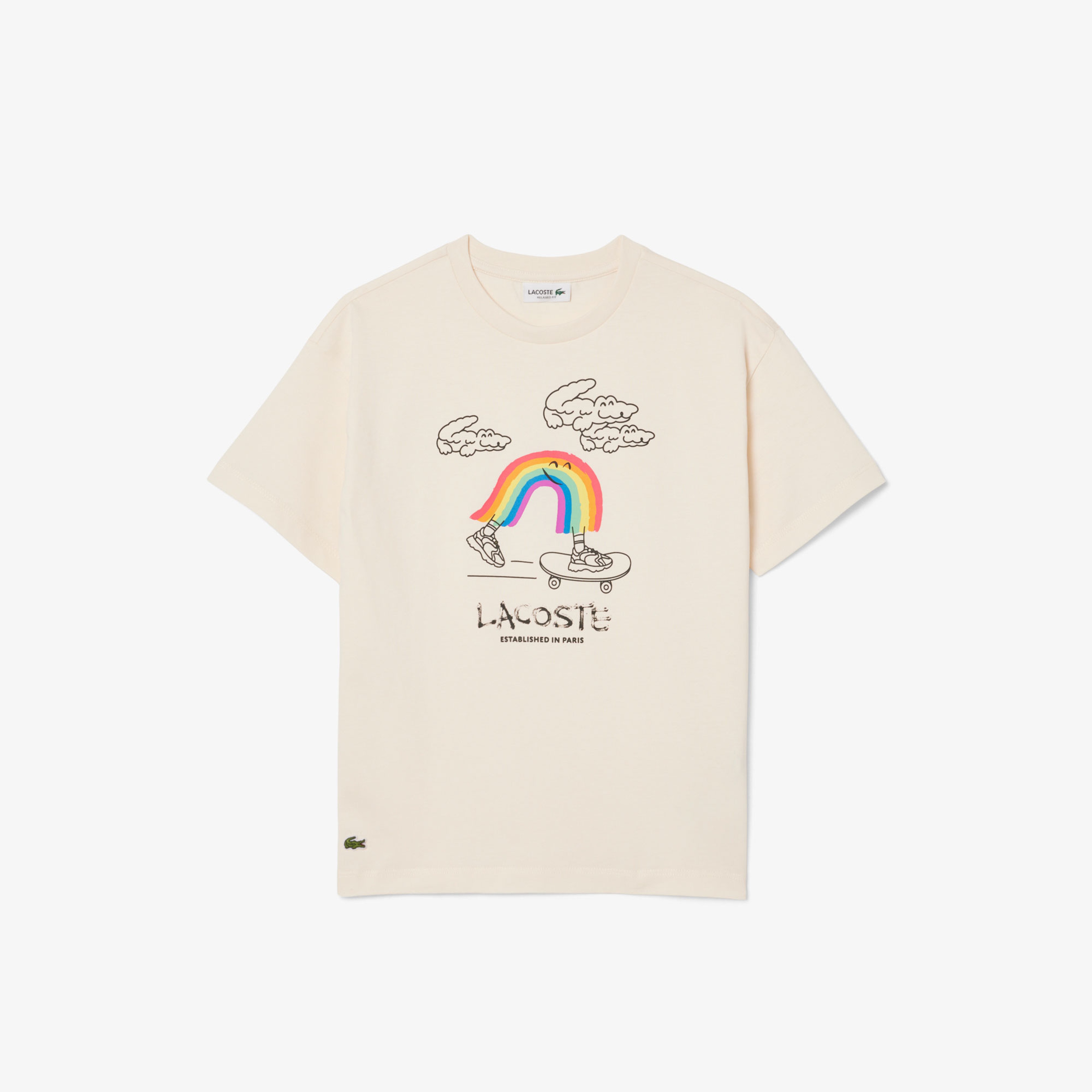 Çocuk Bisiklet Yaka Desenli Krem T-Shirt