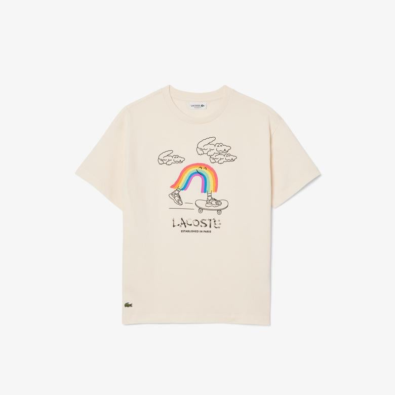 Çocuk Bisiklet Yaka Desenli Krem T-Shirt