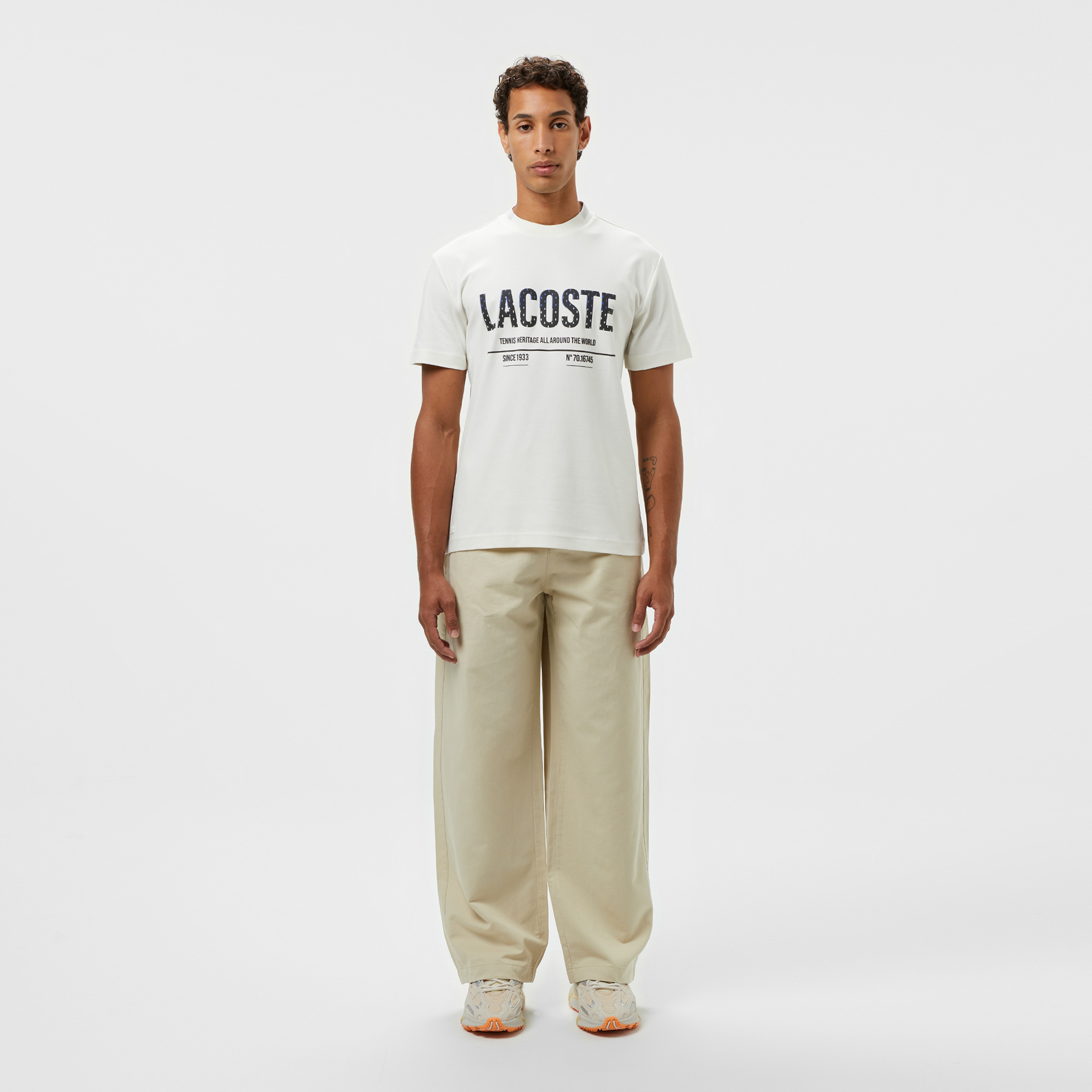 Erkek Slim Fit Bisiklet Yaka Baskılı Beyaz T-Shirt