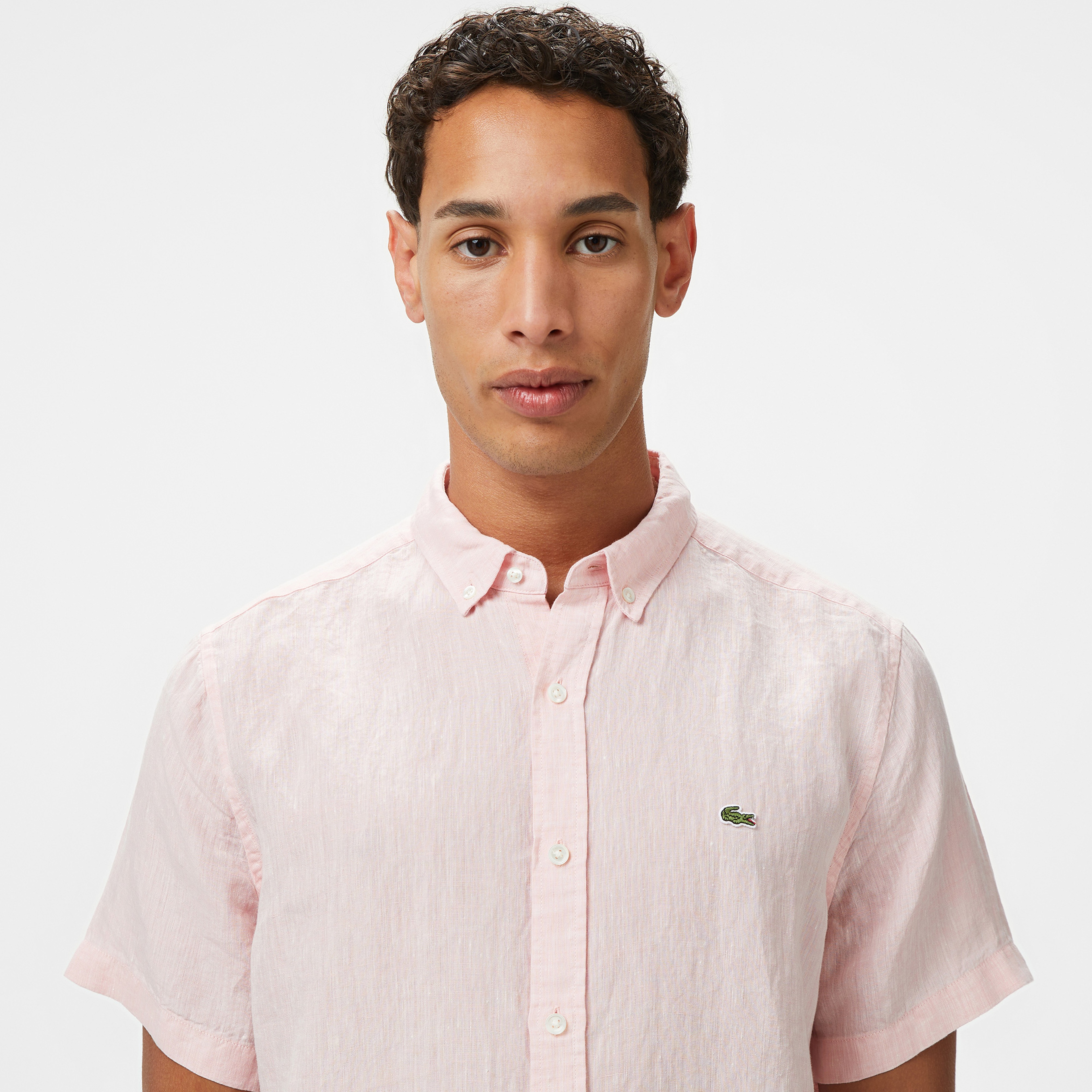 Lacoste Erkek Regular Fit Düğmeli Yaka Kısa Kollu Pembe Gömlek