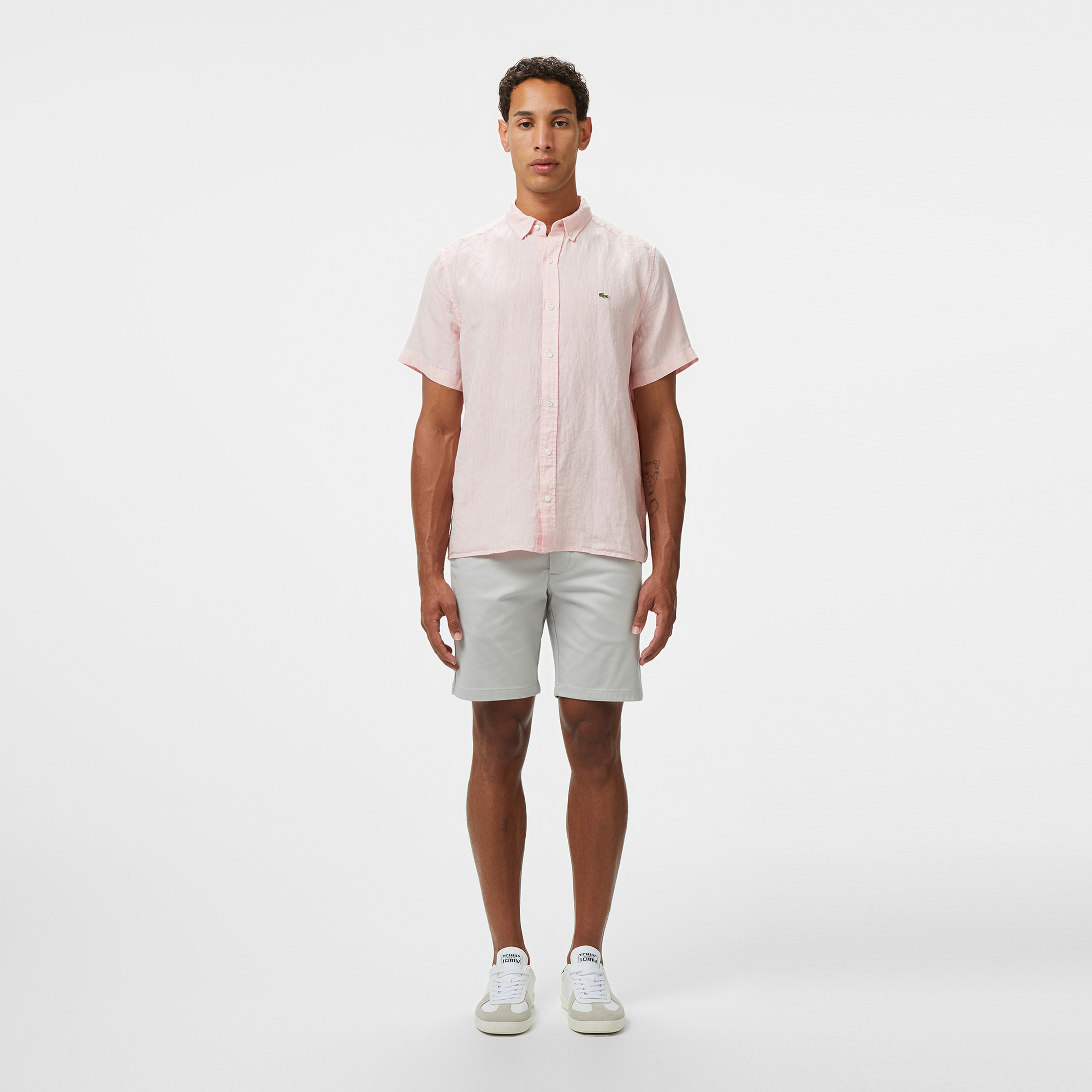 Lacoste Erkek Regular Fit Düğmeli Yaka Kısa Kollu Pembe Gömlek