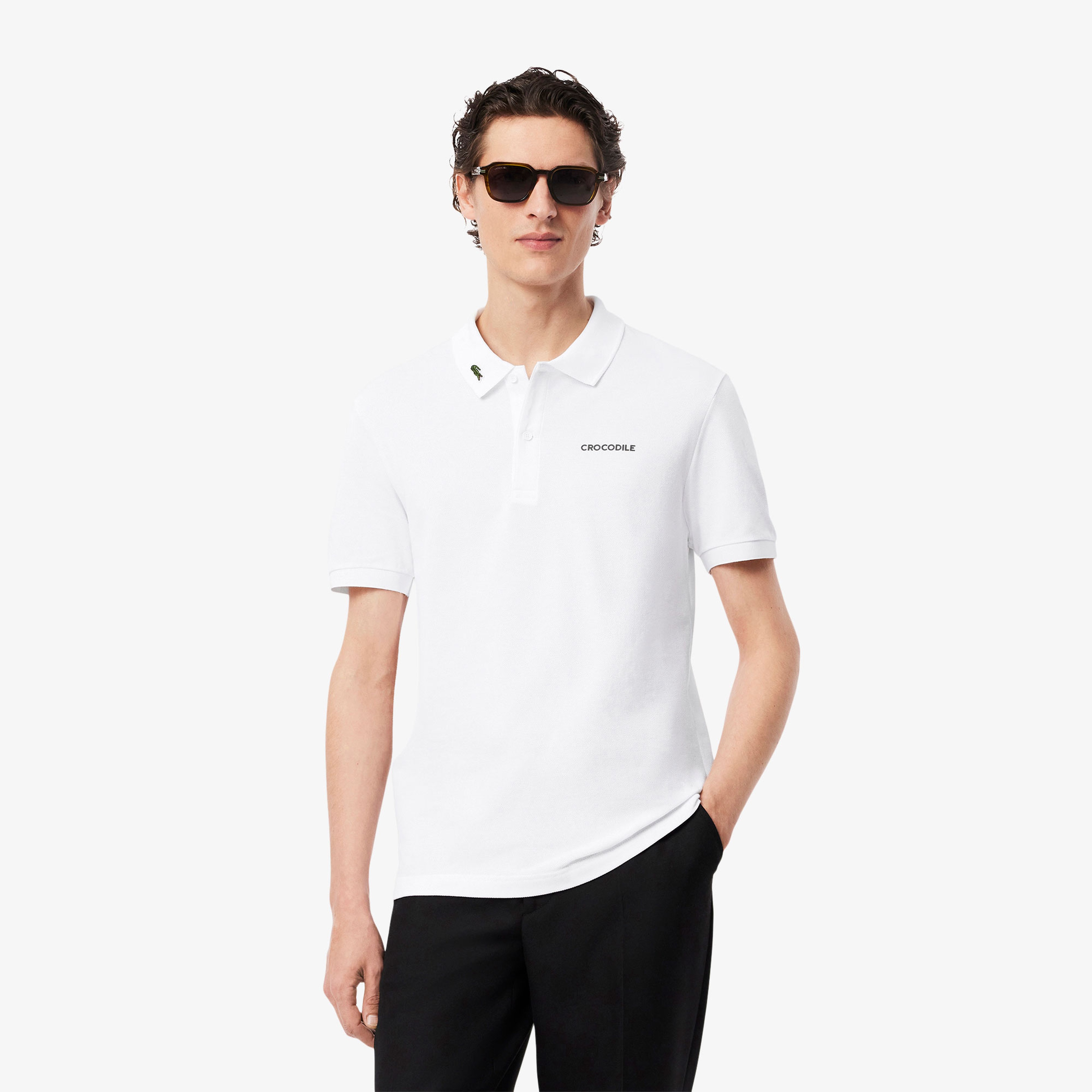 L.12.12 Erkek Regular Fit Baskılı Beyaz Polo