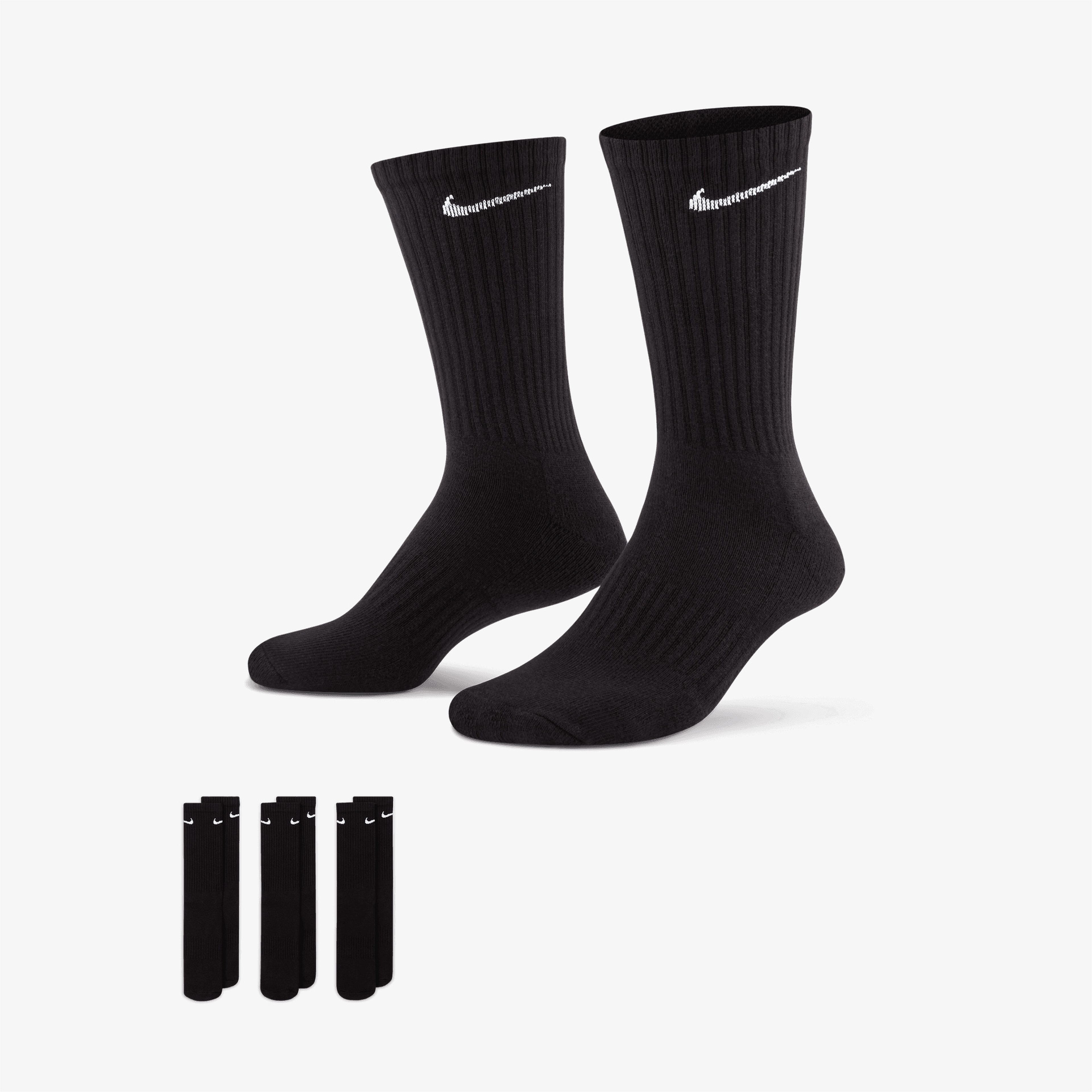 Nike Everyday Cash Crew 3'lü 132 Unisex Siyah Çorap