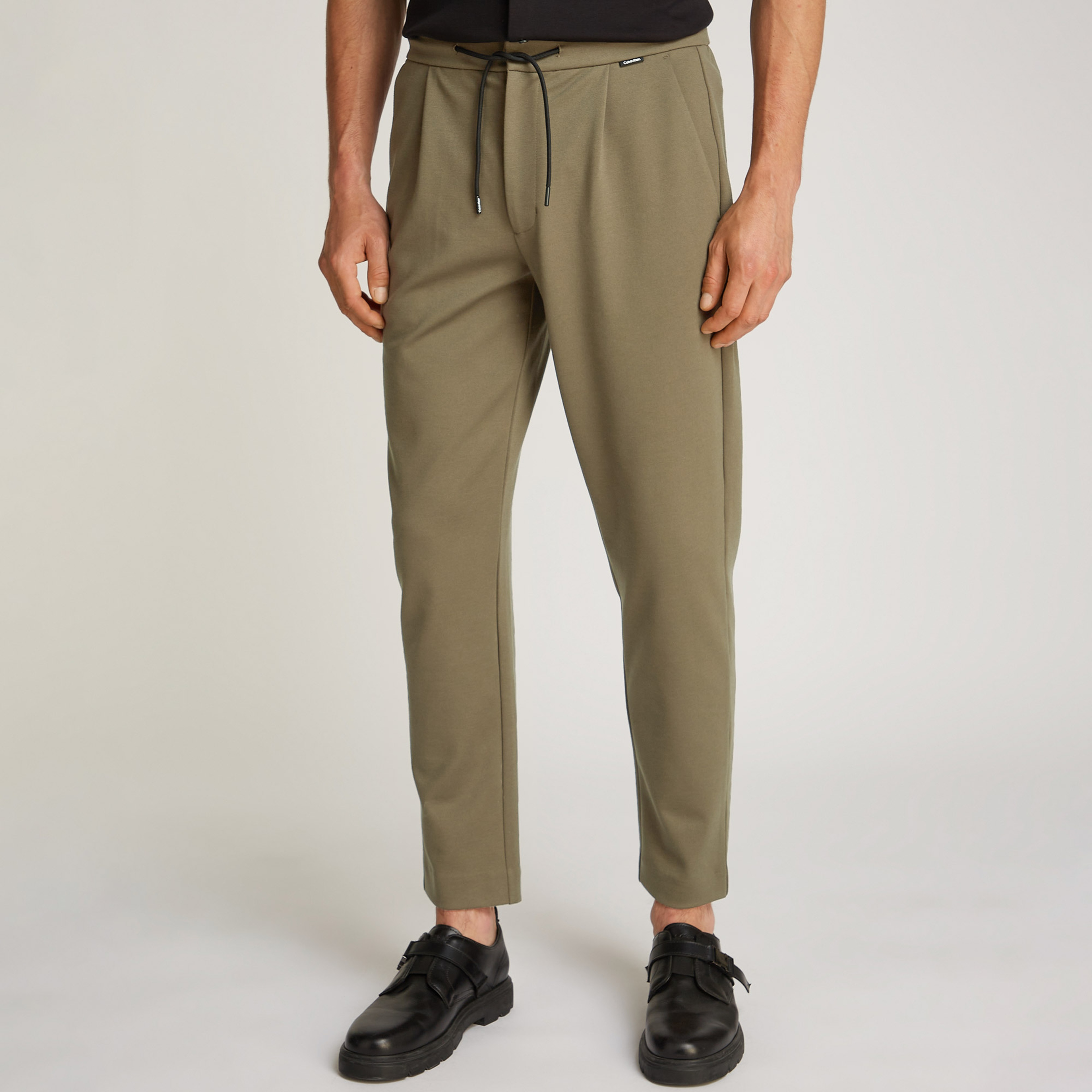 Calvin Klein Comfort Knit Tapered Pleat Erkek Gri Pantolon
