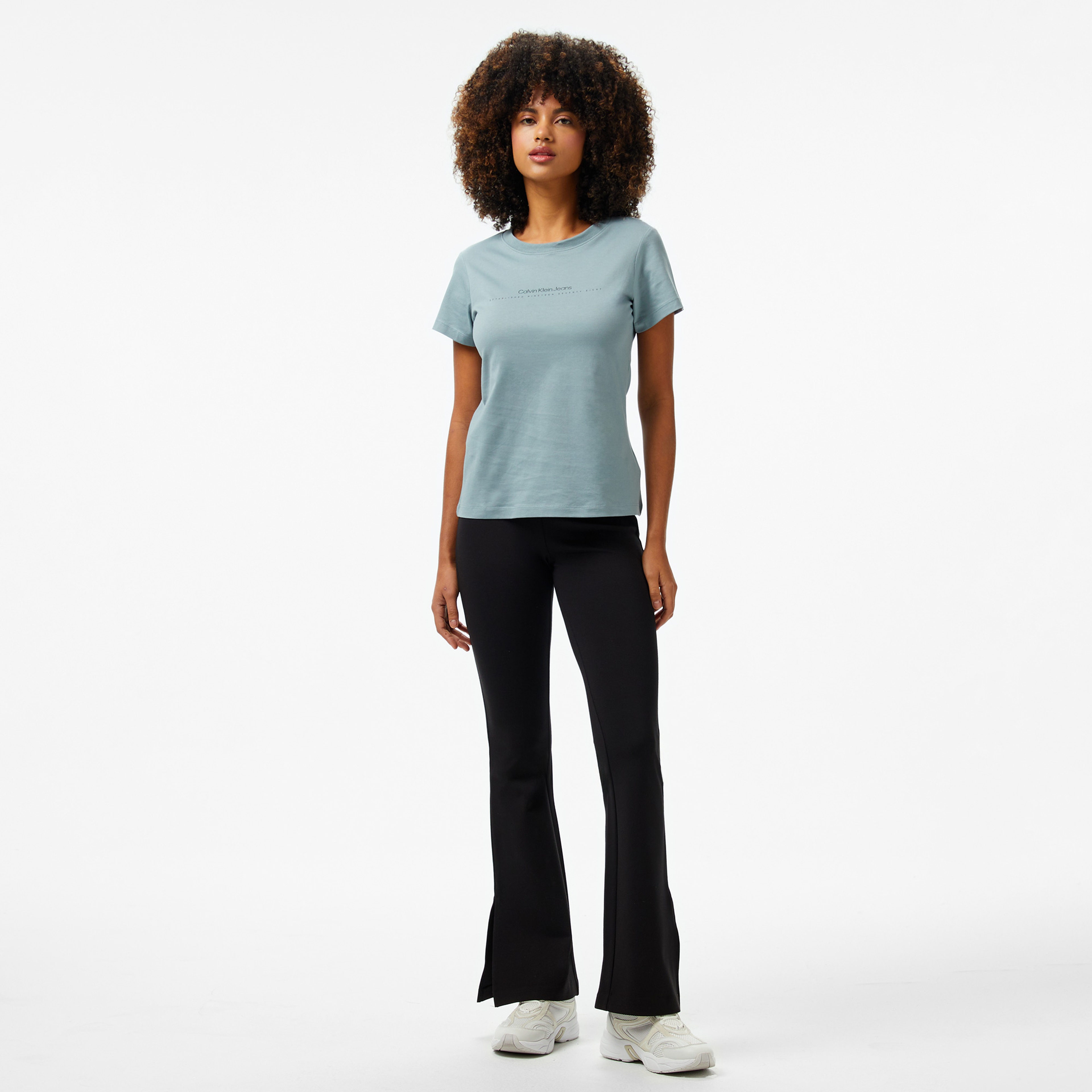 Calvin Klein Milano Logo Elastic Leggings Kadın Siyah Tayt