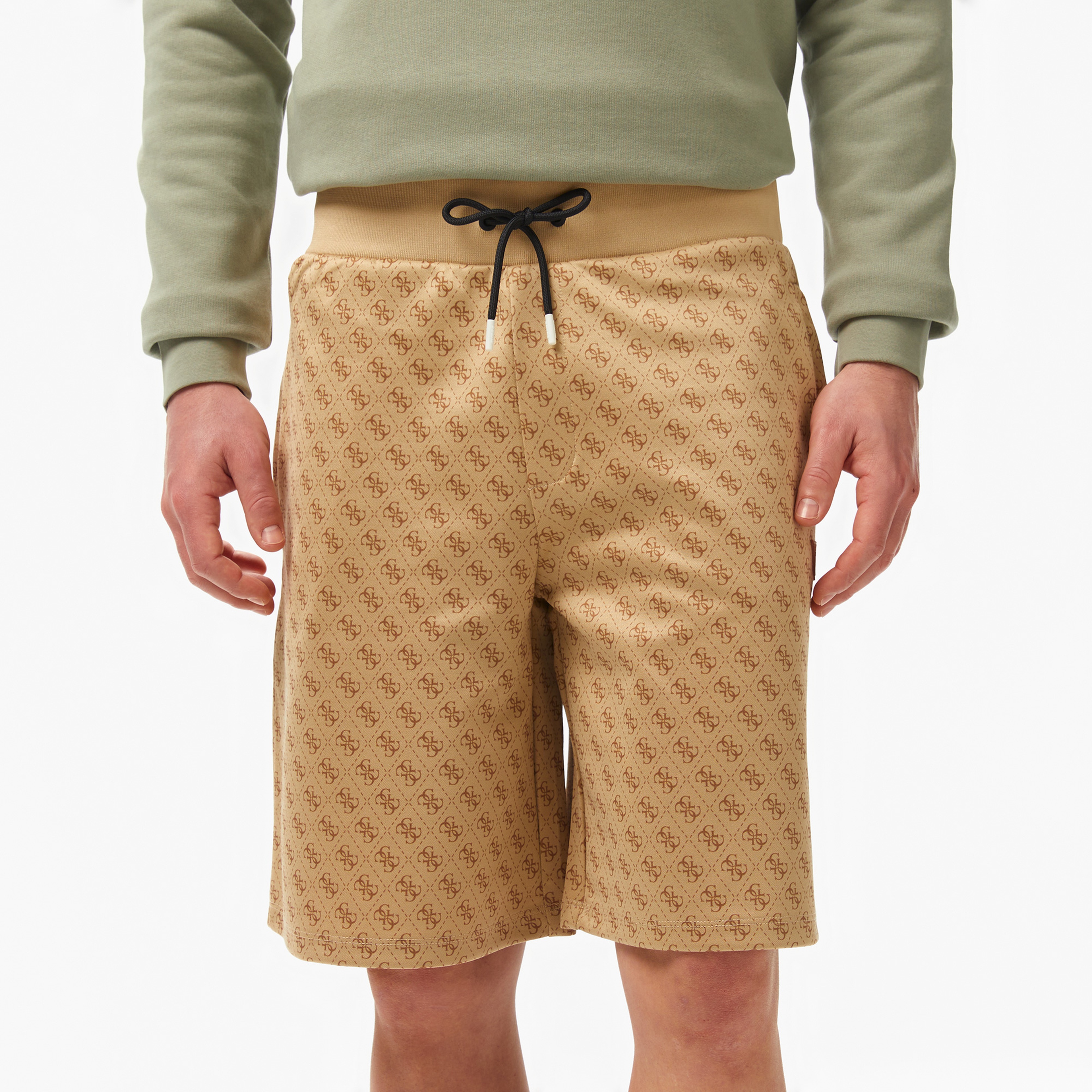 Guess Korbin Short Printed Double Knit Eco Erkek Bej Şort