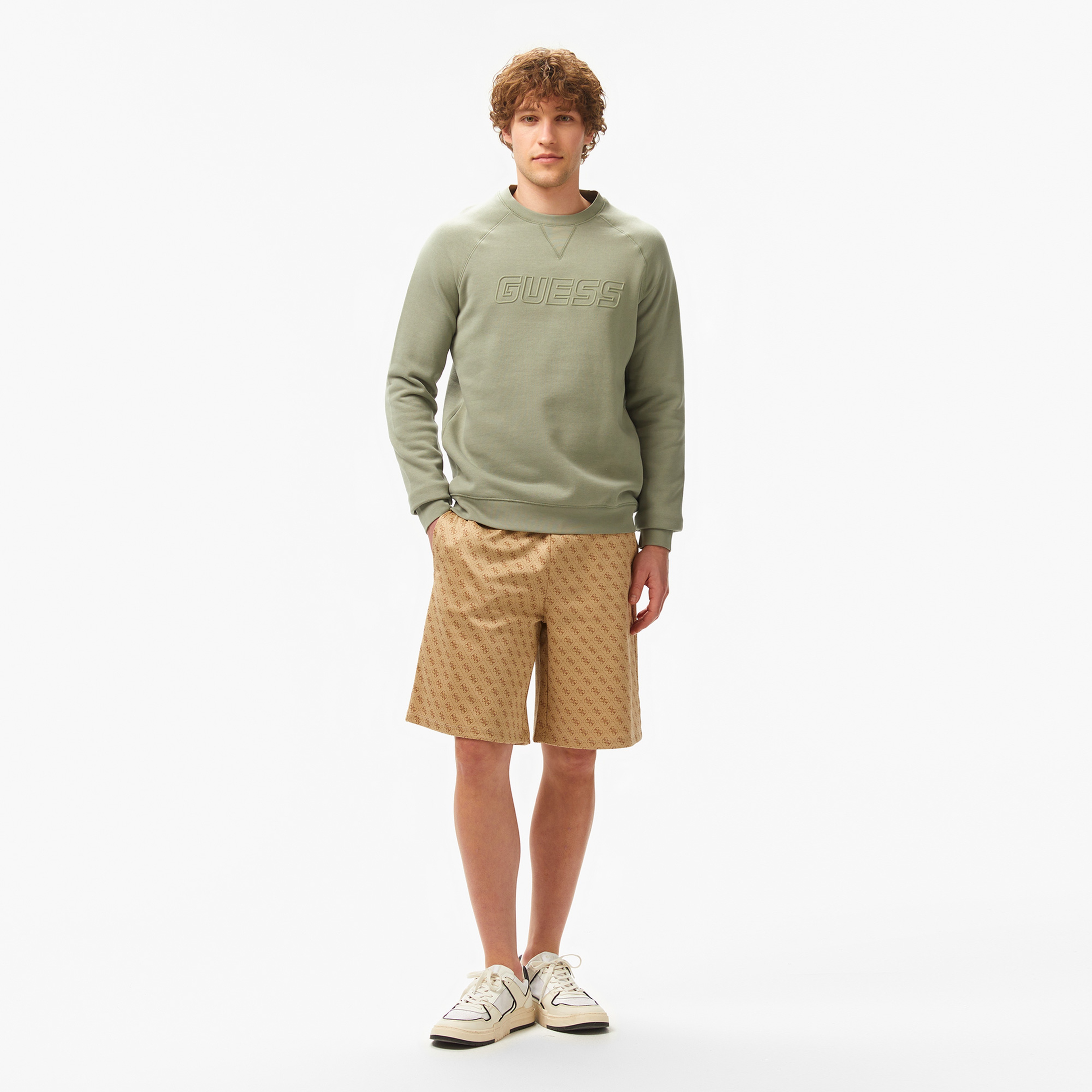 Guess Korbin Short Printed Double Knit Eco Erkek Bej Şort