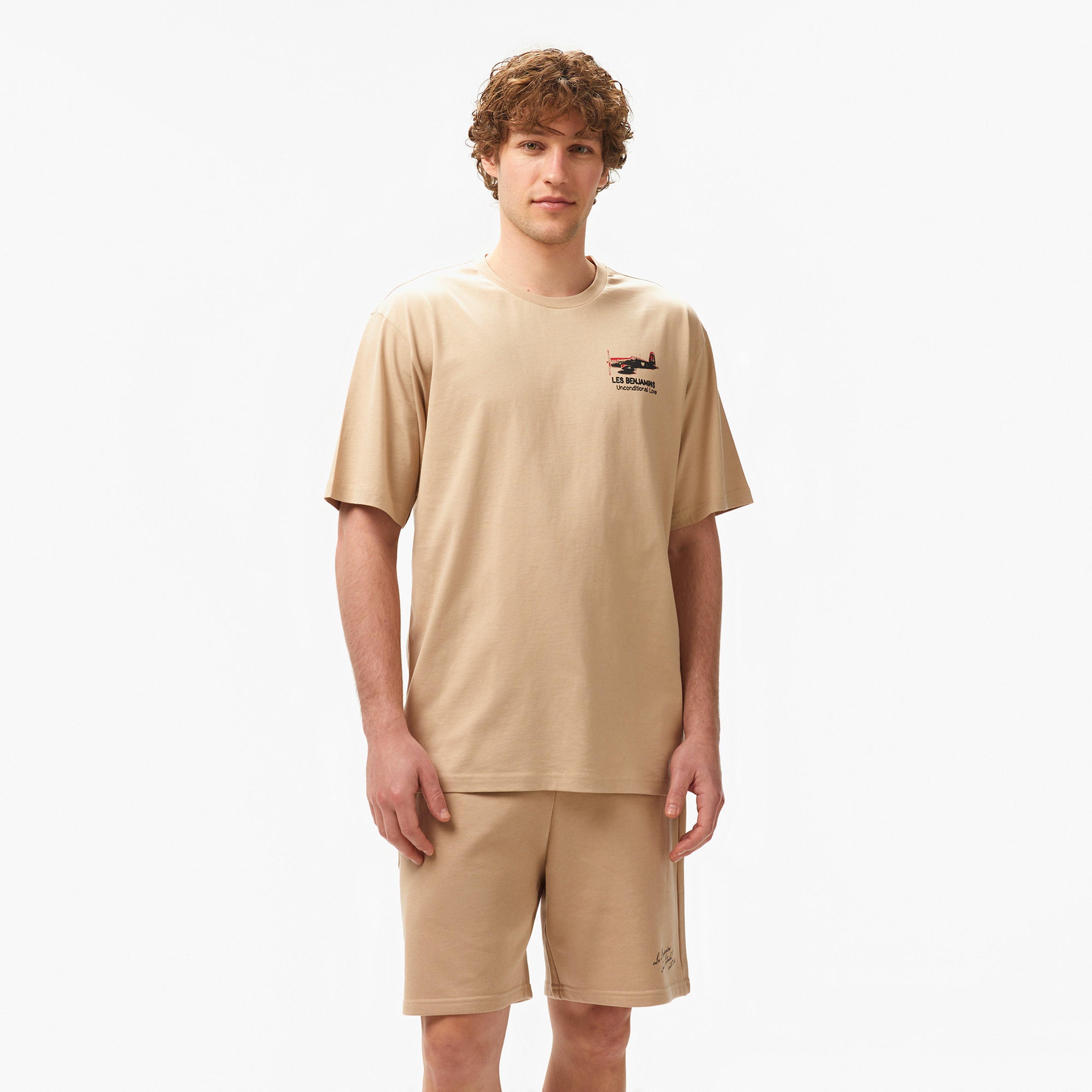Les Benjamins Relaxed 001 Erkek Bej T-Shirt