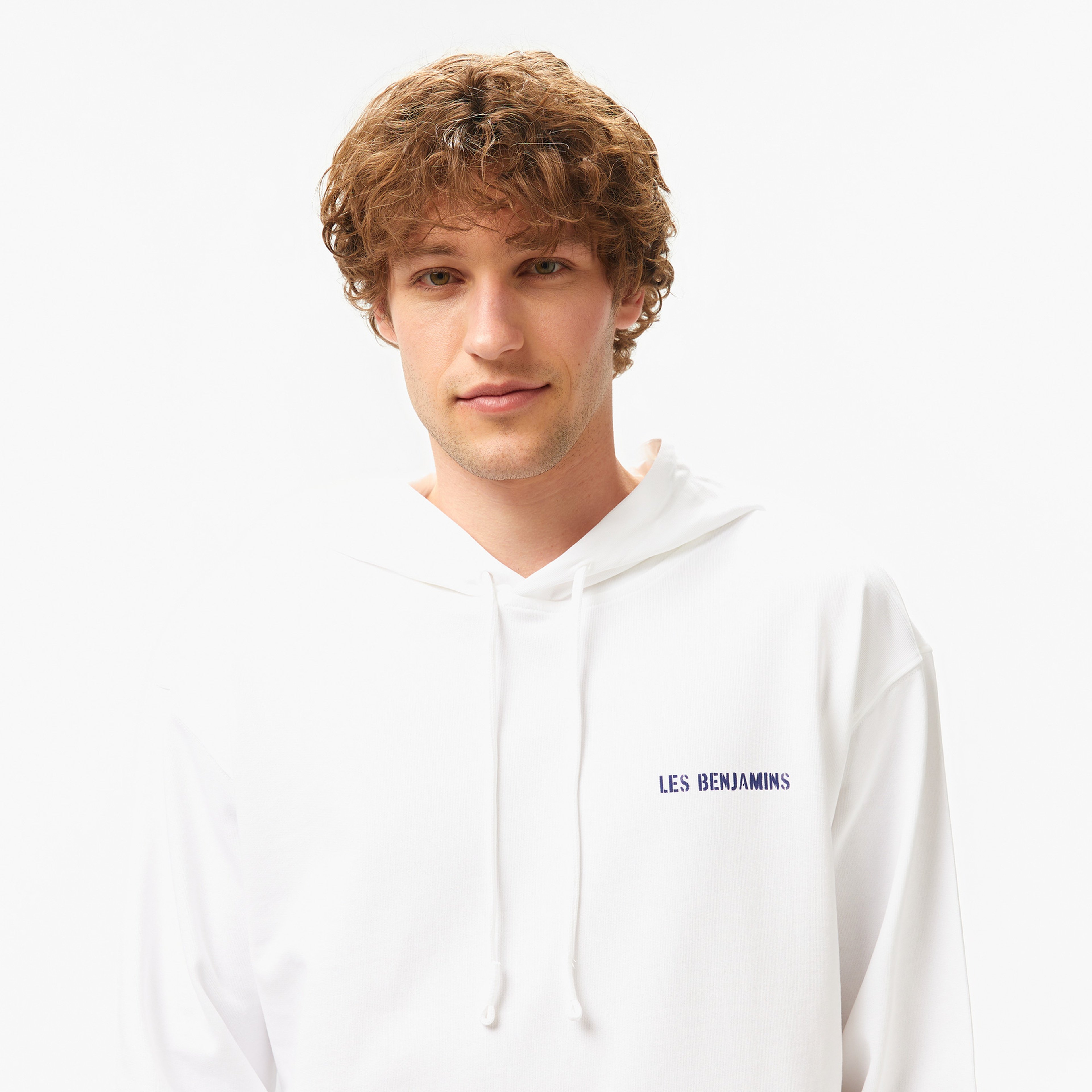 Les Benjamins 015 Erkek Beyaz Hoodie