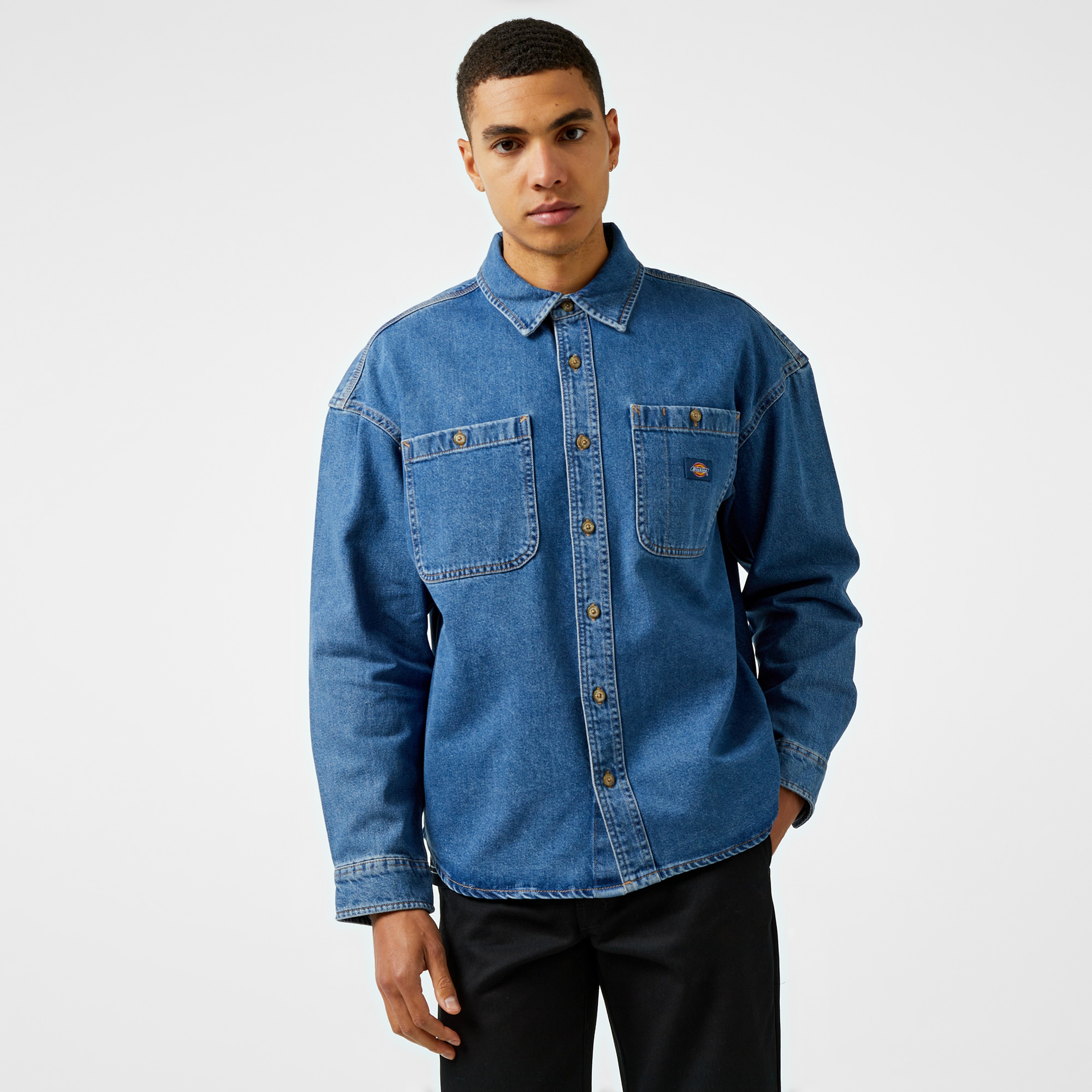 Dickies Houston Uzun Kollu Erkek Mavi T-Shirt