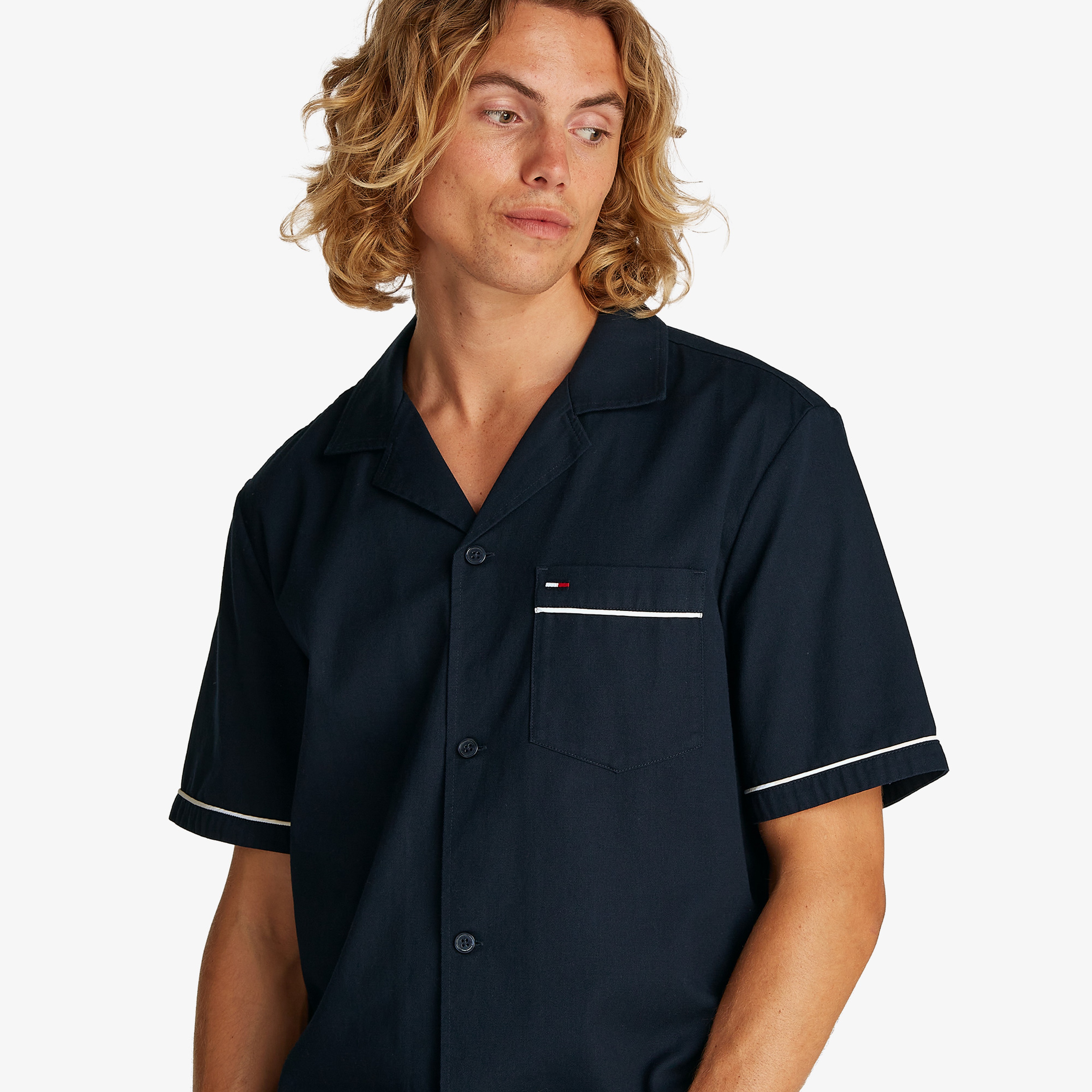 Tommy Jeans Tjc Camp Collar Erkek Lacivert Gömlek