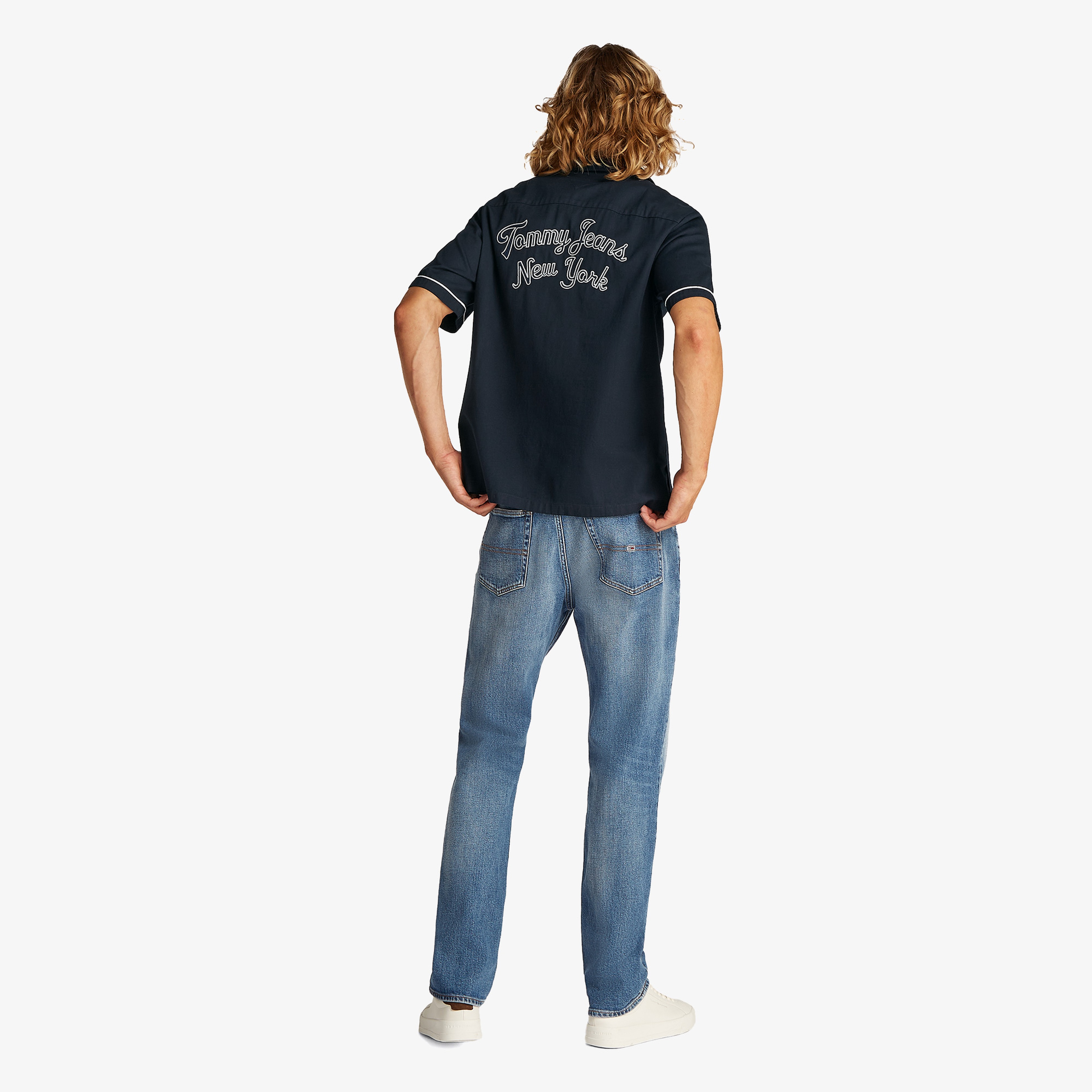 Tommy Jeans Tjc Camp Collar Erkek Lacivert Gömlek