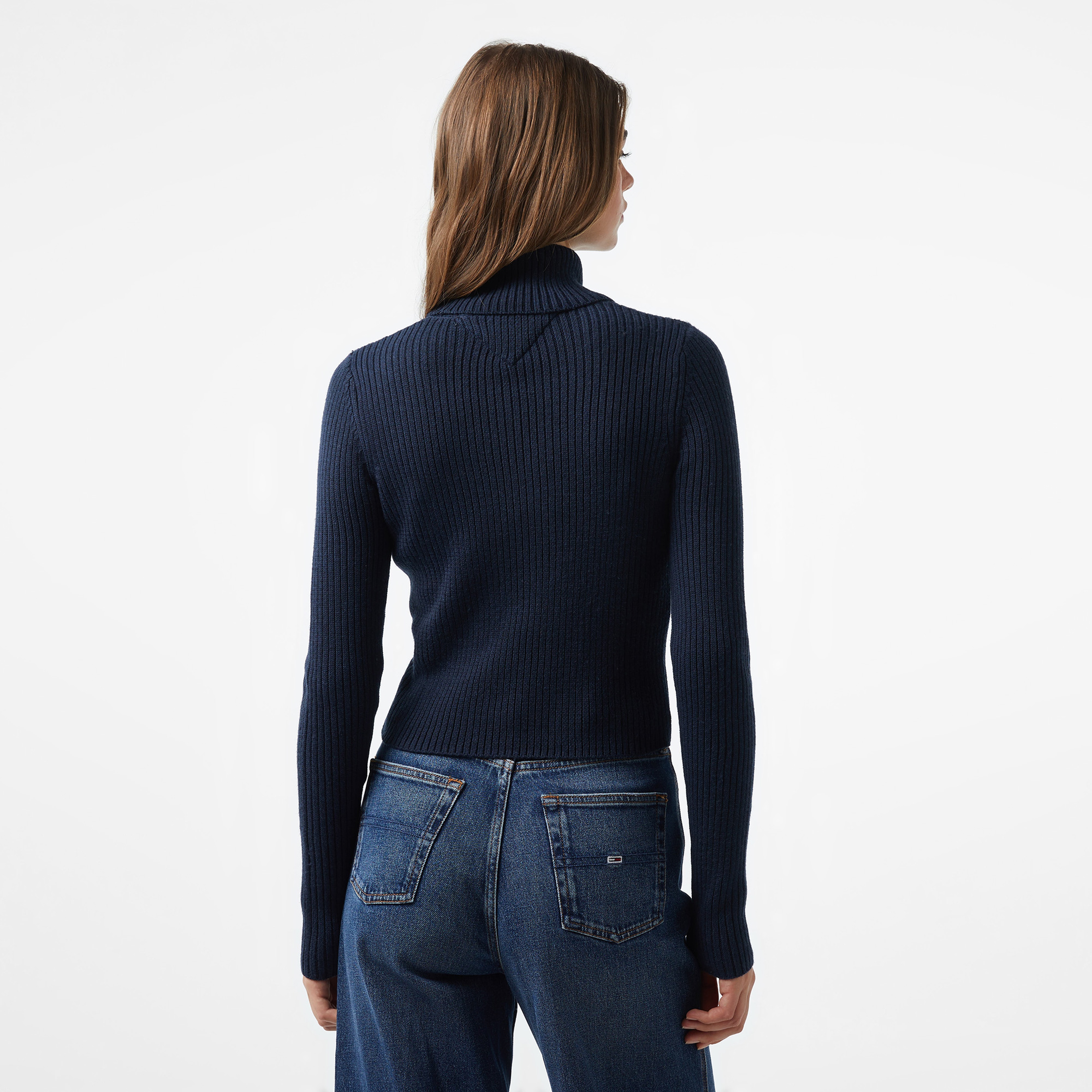 Tommy Hilfiger Jeans Melange Trtlnck Flag Kadın Lacivert Kazak