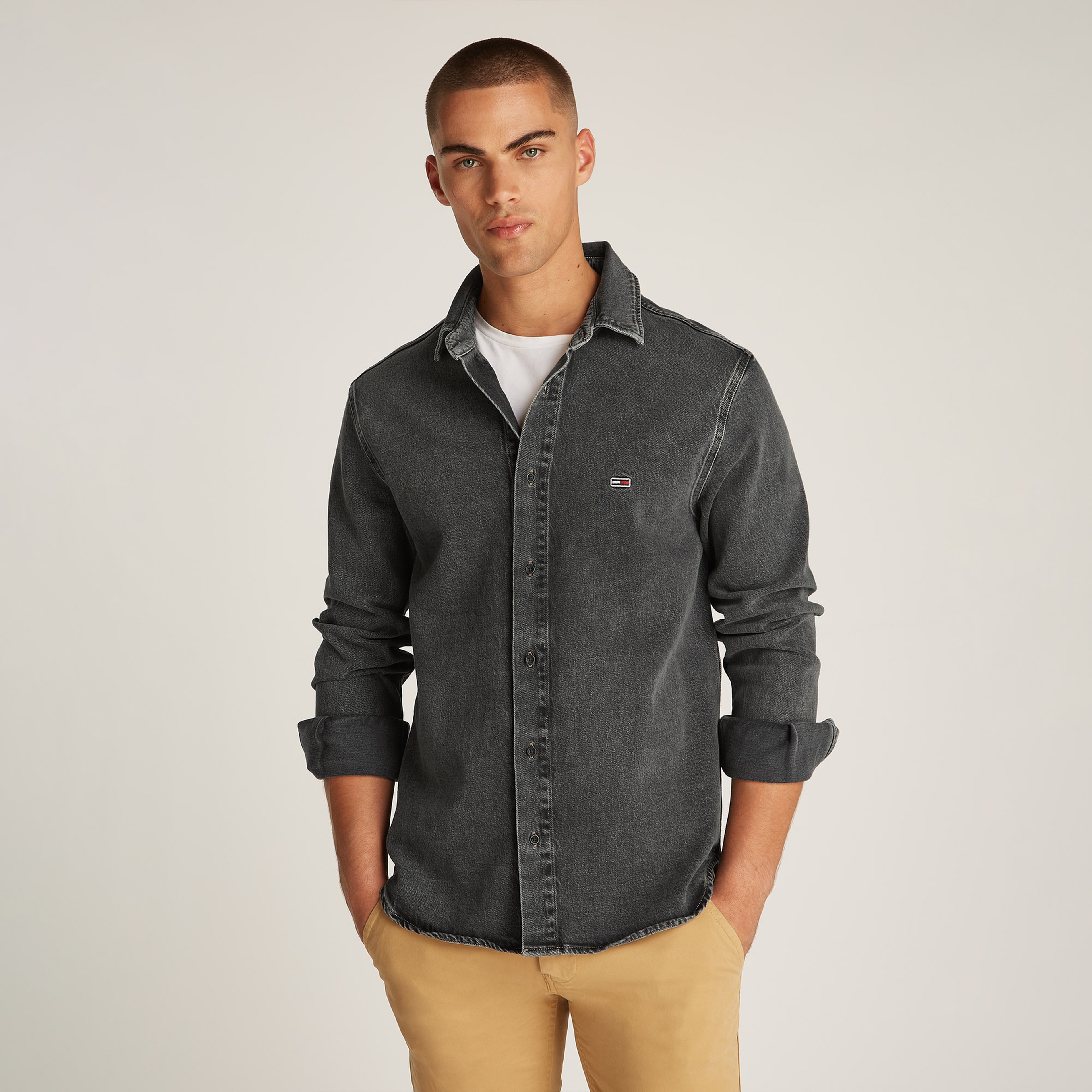 Tommy Jeans Regular Fit Overshirt Ai6184 Erkek Siyah Gömlek