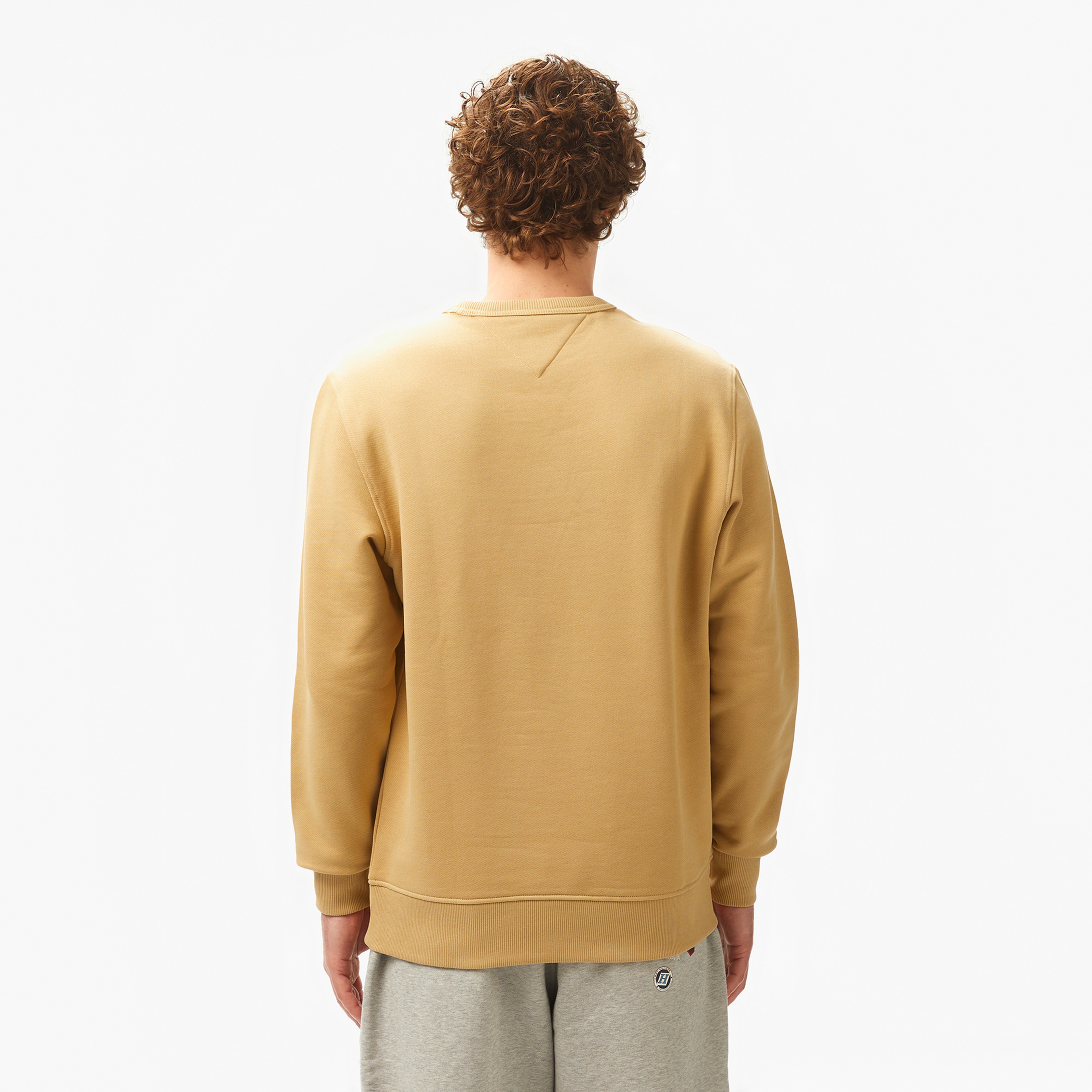 Tommy Jeans Reg Badge Crew Ext Erkek Bej Sweatshirt