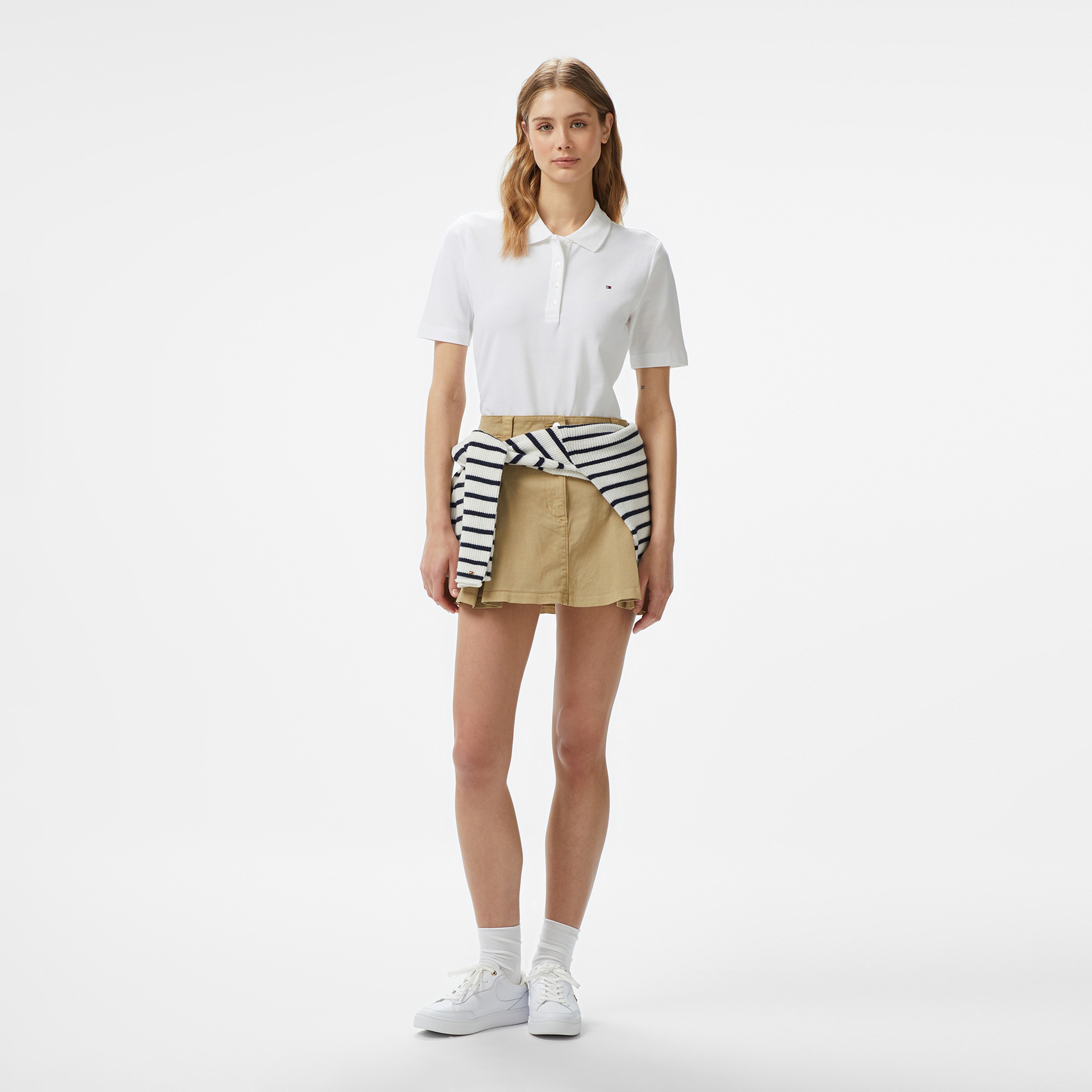 Tommy Hilfiger 1985 Reg Pique Kadın Beyaz Polo