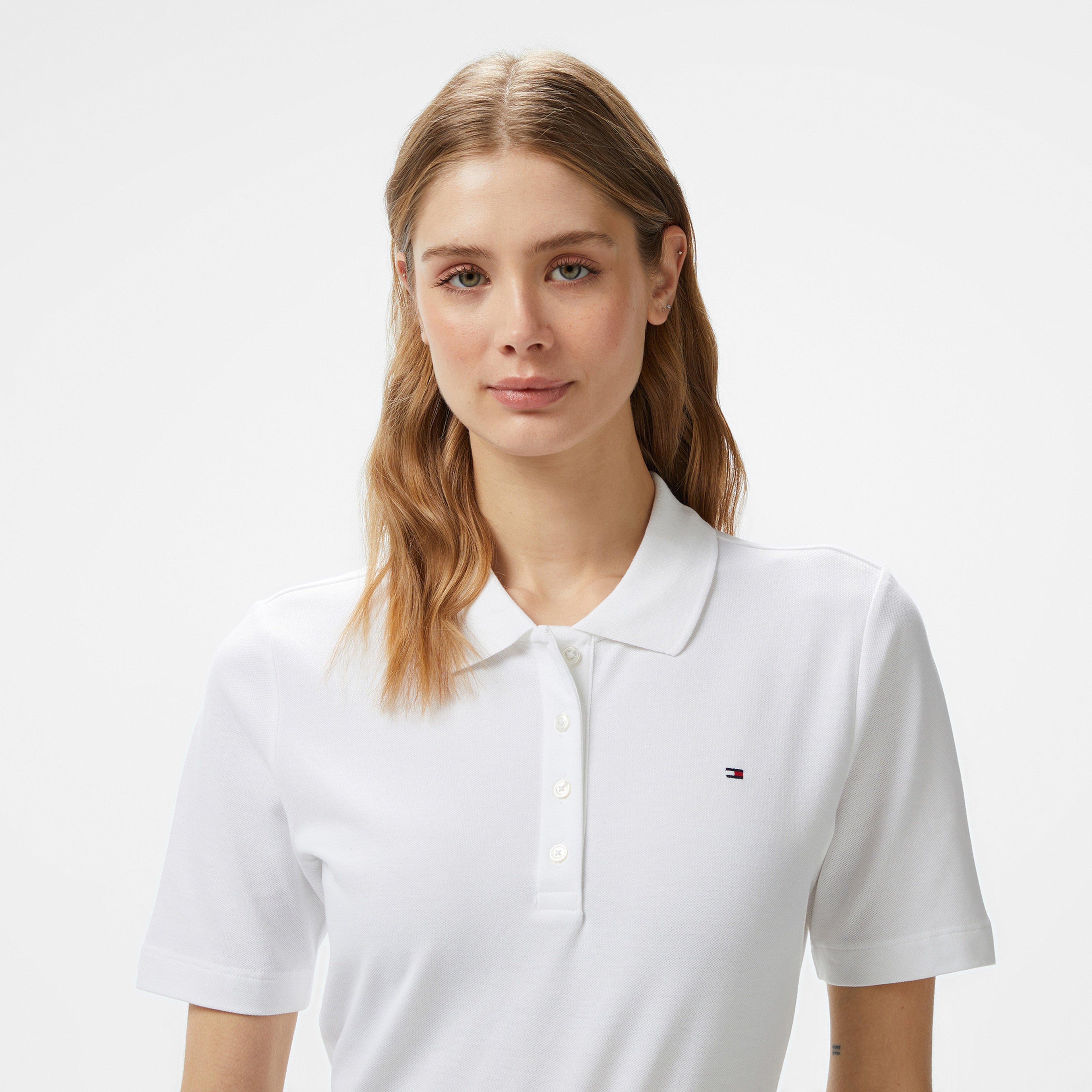 Tommy Hilfiger 1985 Reg Pique Kadın Beyaz Polo