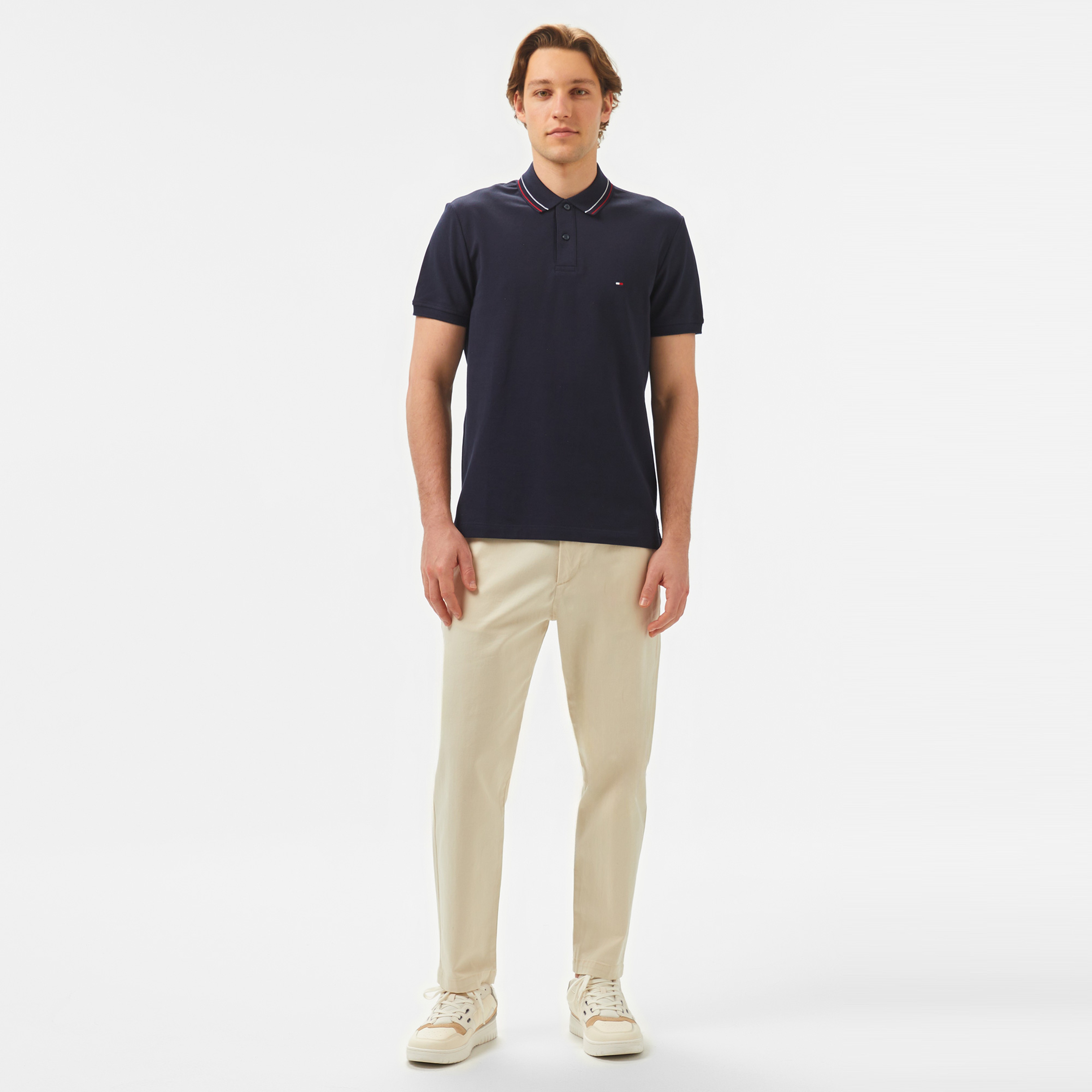 Tommy Hilfiger Placket Interest Reg Erkek Mavi Polo