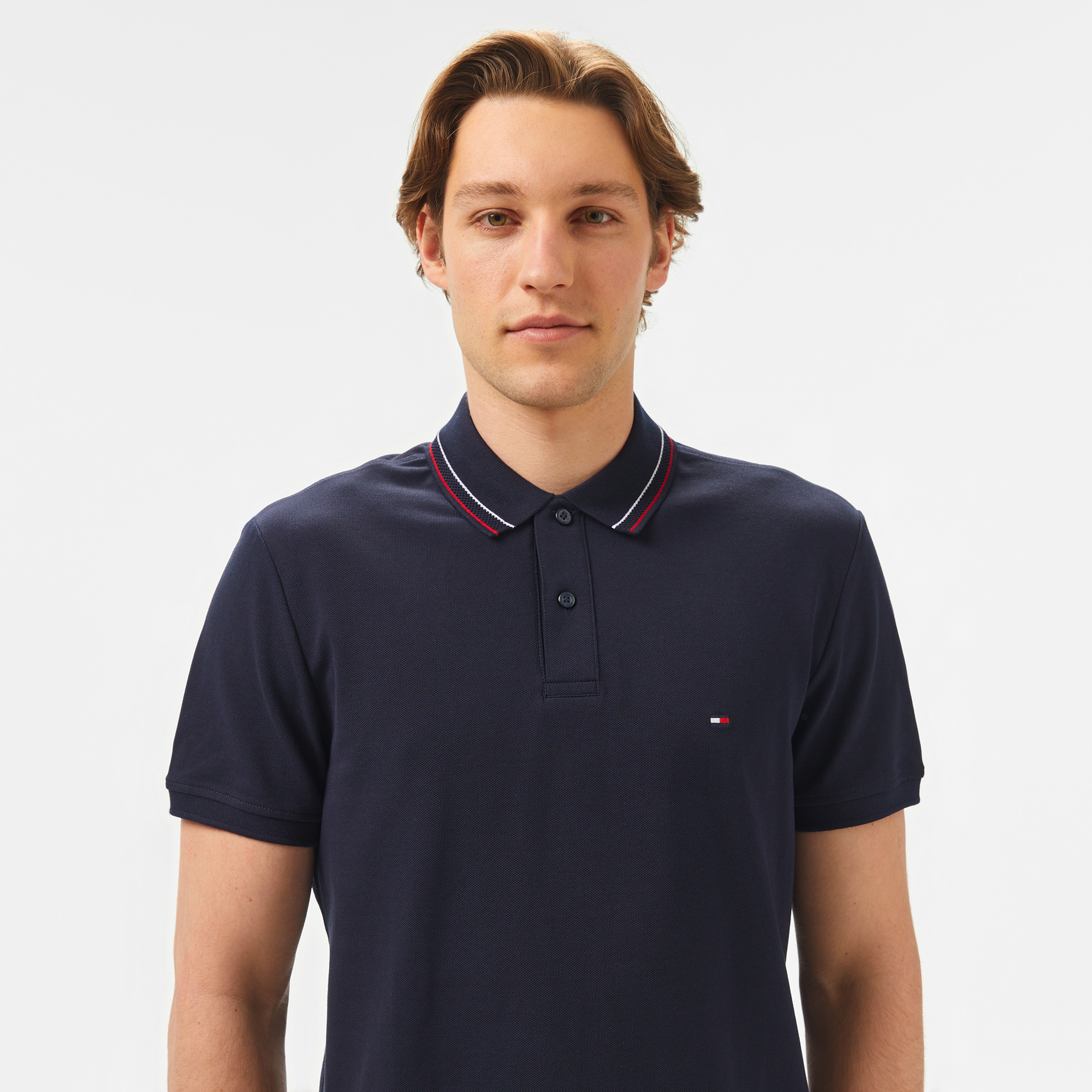 Tommy Hilfiger Placket Interest Reg Erkek Mavi Polo