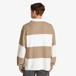 Tommy Hilfiger Knitted Striped Rugby Erkek Beyaz Kazak