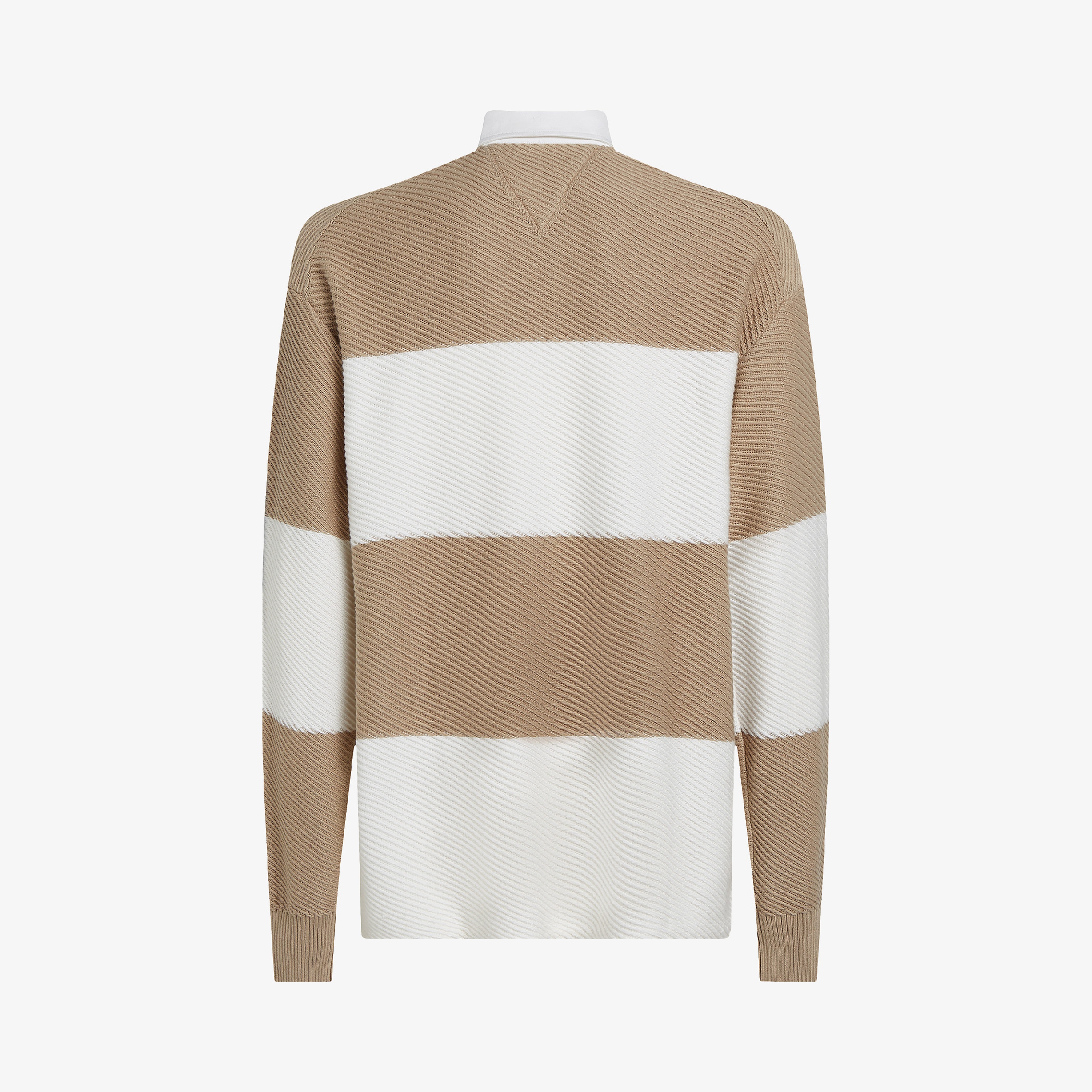 Tommy Hilfiger Knitted Striped Rugby Erkek Beyaz Kazak