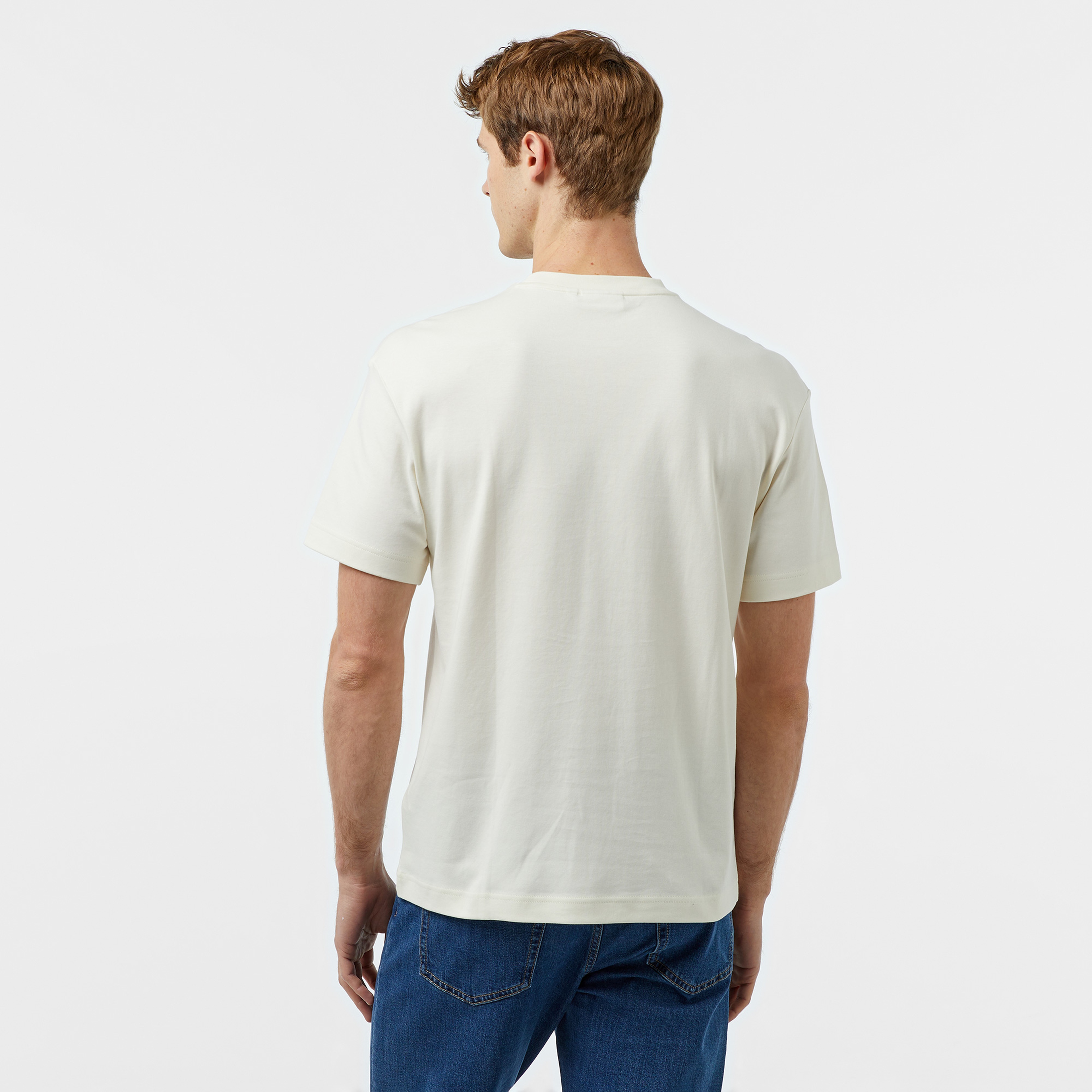Calvin Klein Nano Logo Interlock Erkek Beyaz T-Shirt