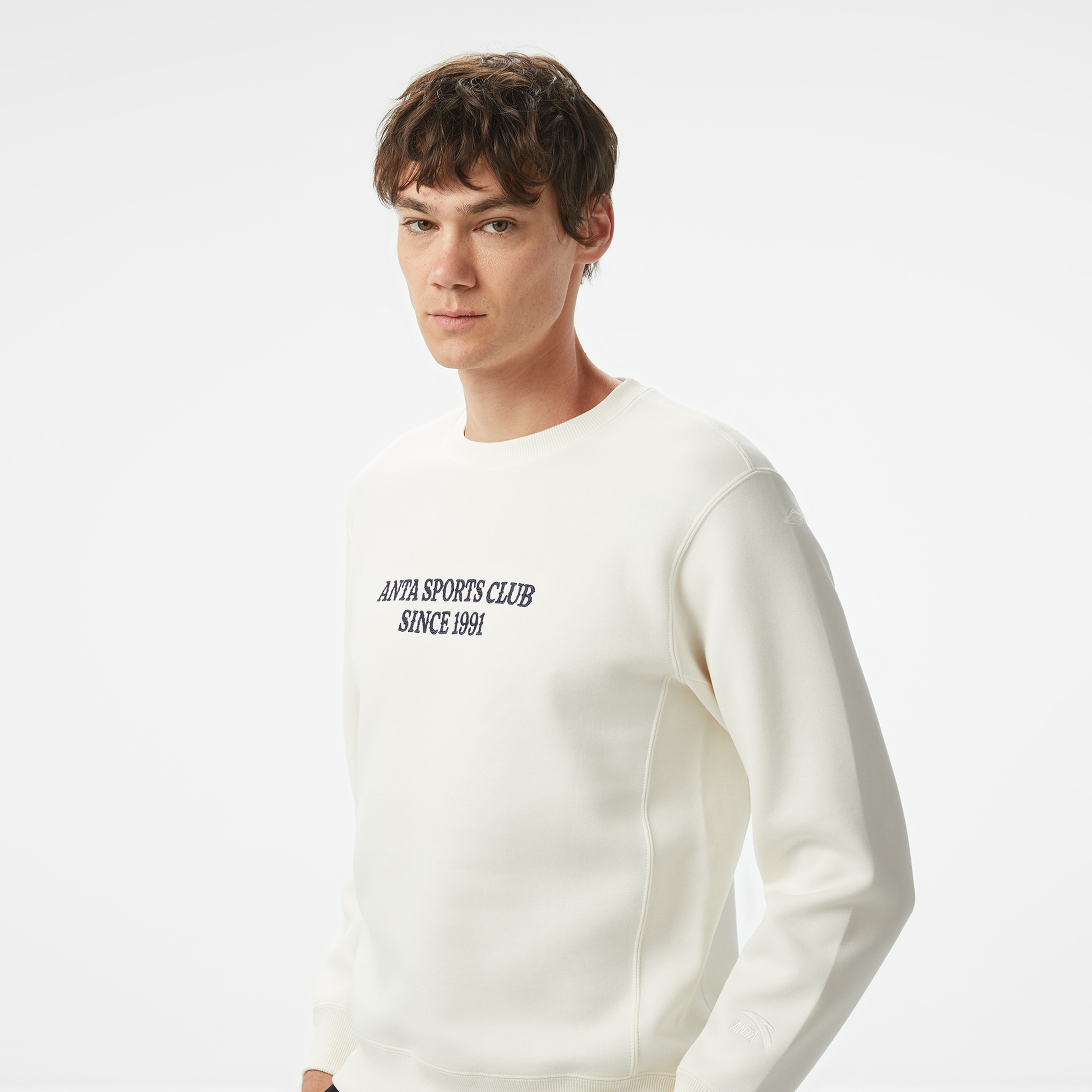 Anta Sports Club Erkek Beyaz Sweatshirt