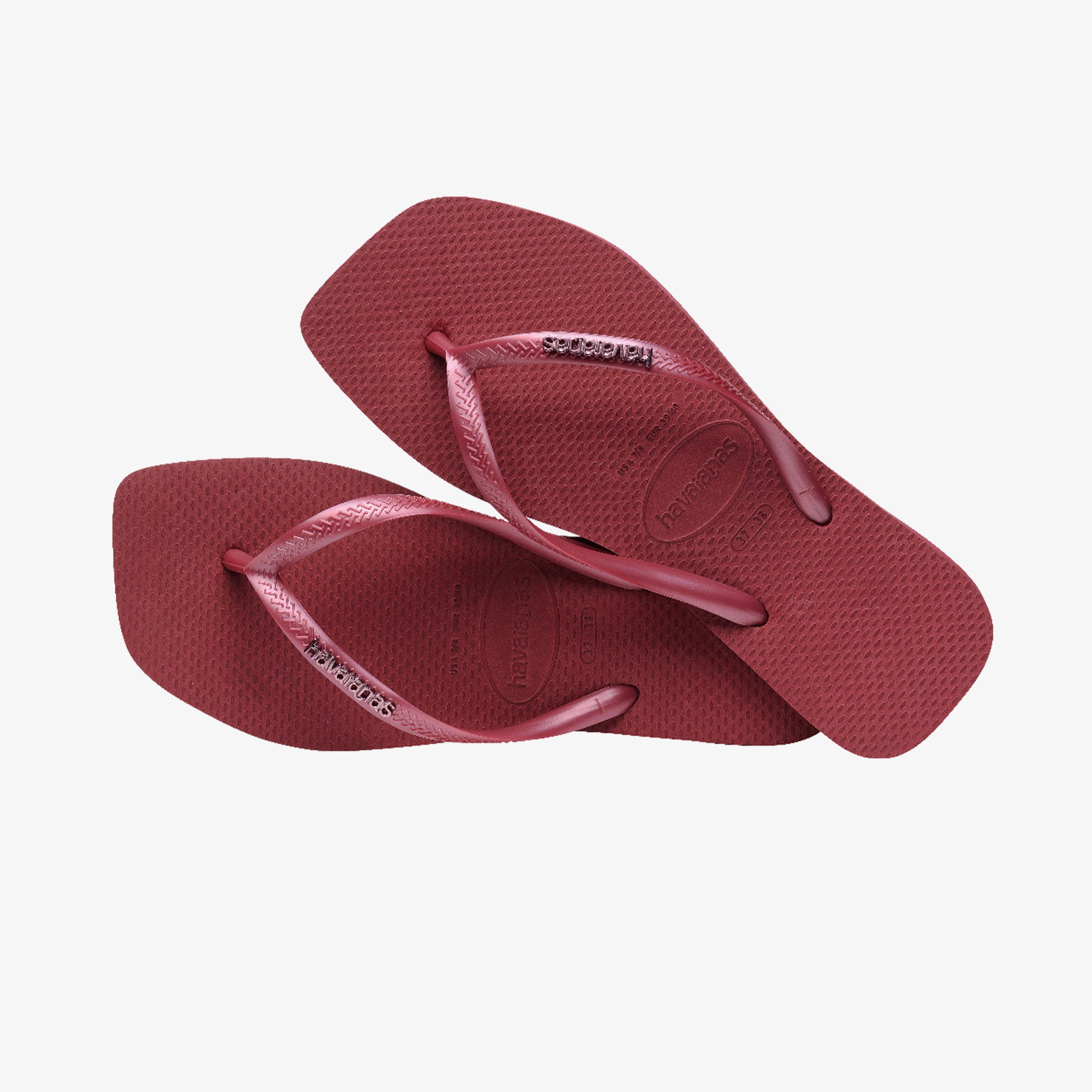 Havaianas Slim Square Metallic Logo Kadın Bordo Terlik