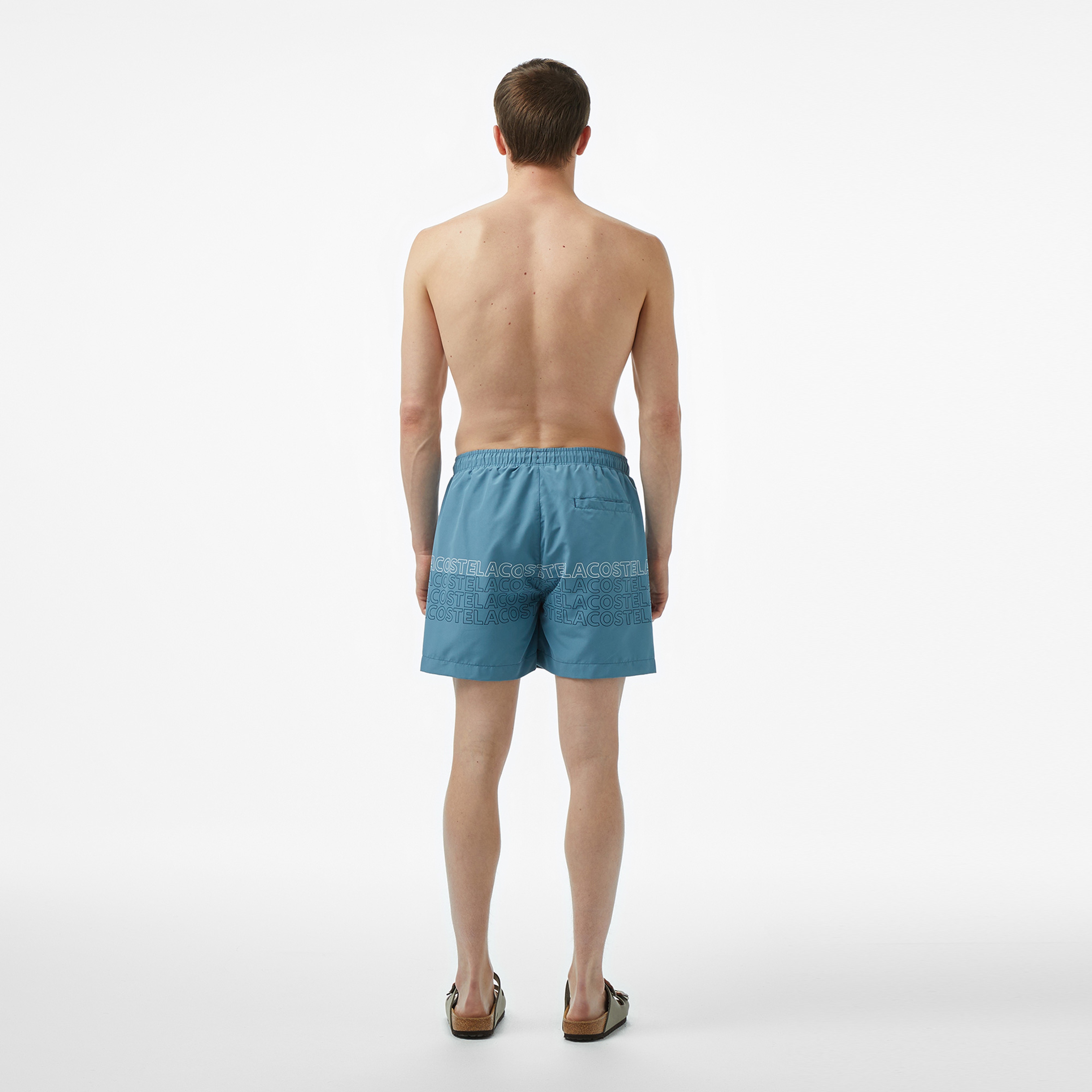 Erkek Regular Fit Baskılı Mavi Mayo