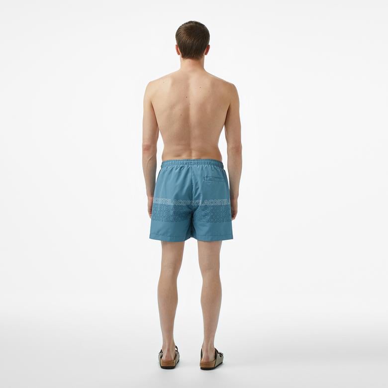 Erkek Regular Fit Baskılı Mavi Mayo