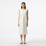 Kadın Relaxed Fit Kolsuz Bisiklet Yaka Beyaz Elbise