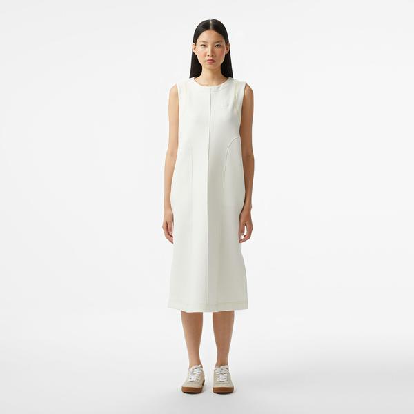 Kadın Relaxed Fit Kolsuz Bisiklet Yaka Beyaz Elbise