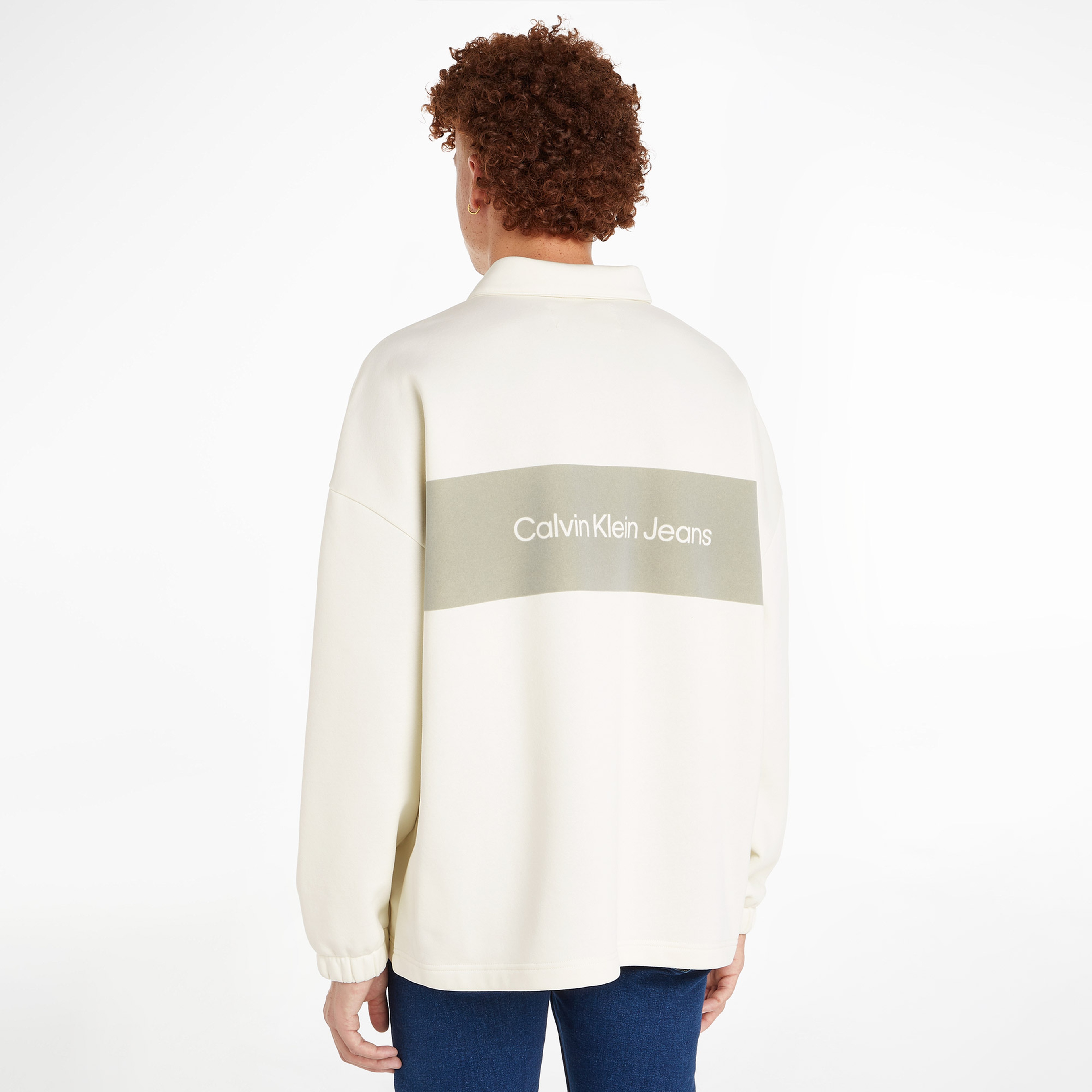 Calvin Klein Jeans Erkek Beyaz Sweatshirt
