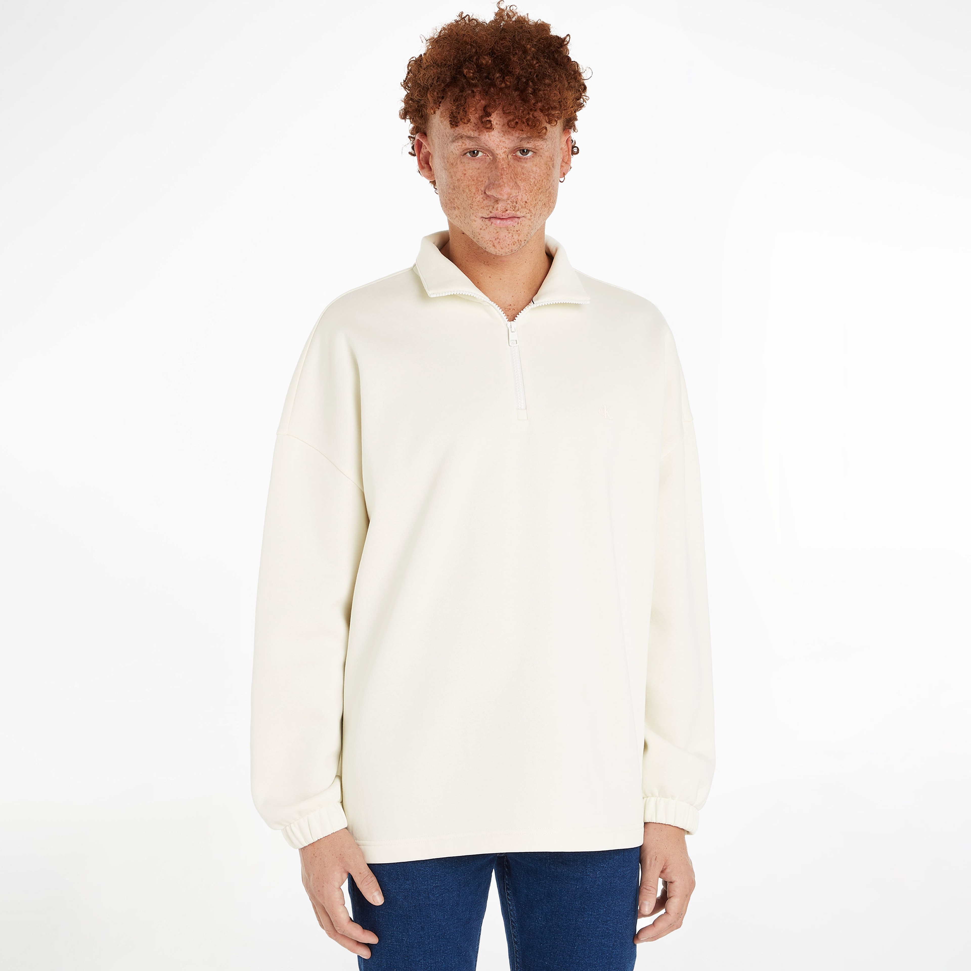Calvin Klein Jeans Erkek Beyaz Sweatshirt