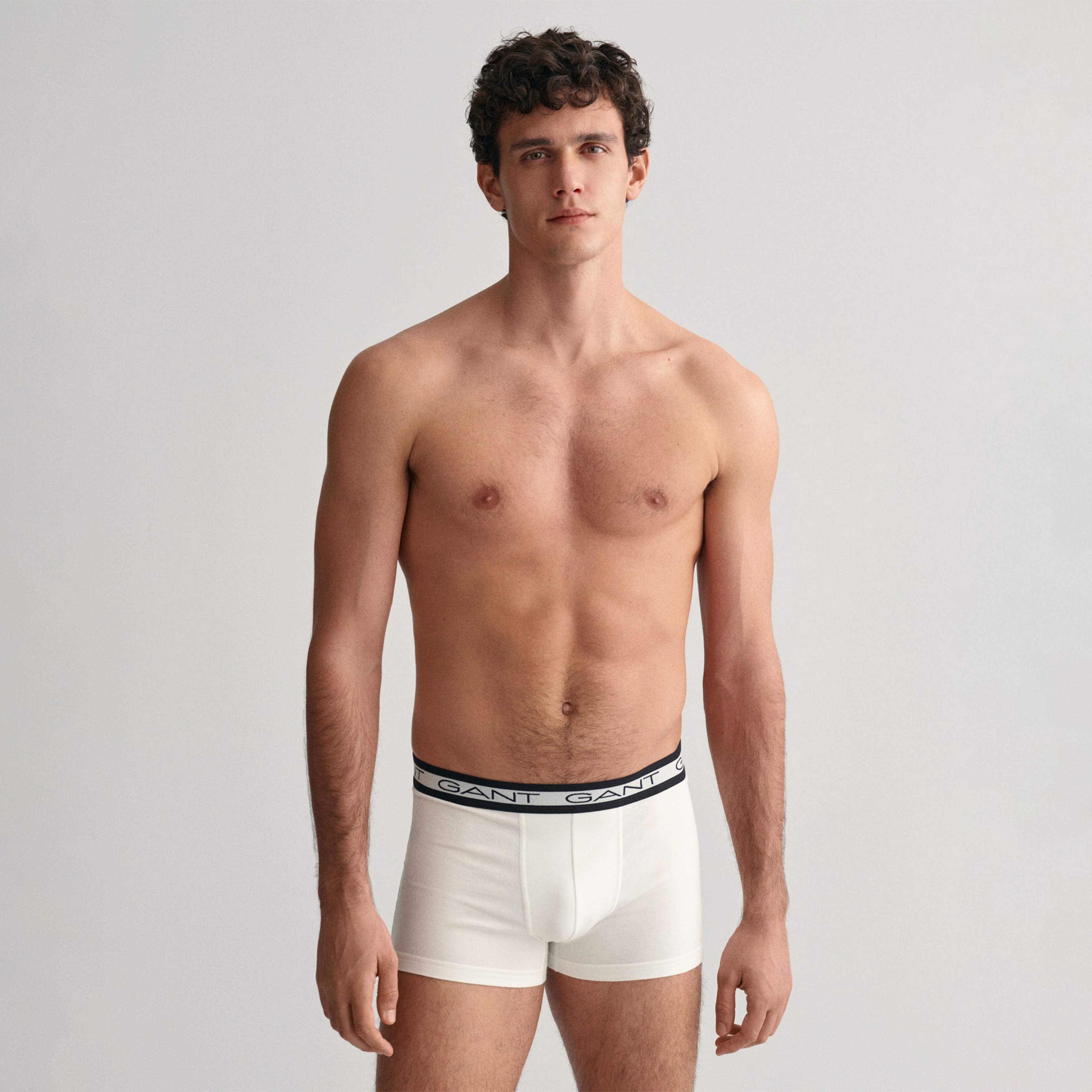 GANT Erkek Beyaz Slim Fit Logolu 3'lü Boxer