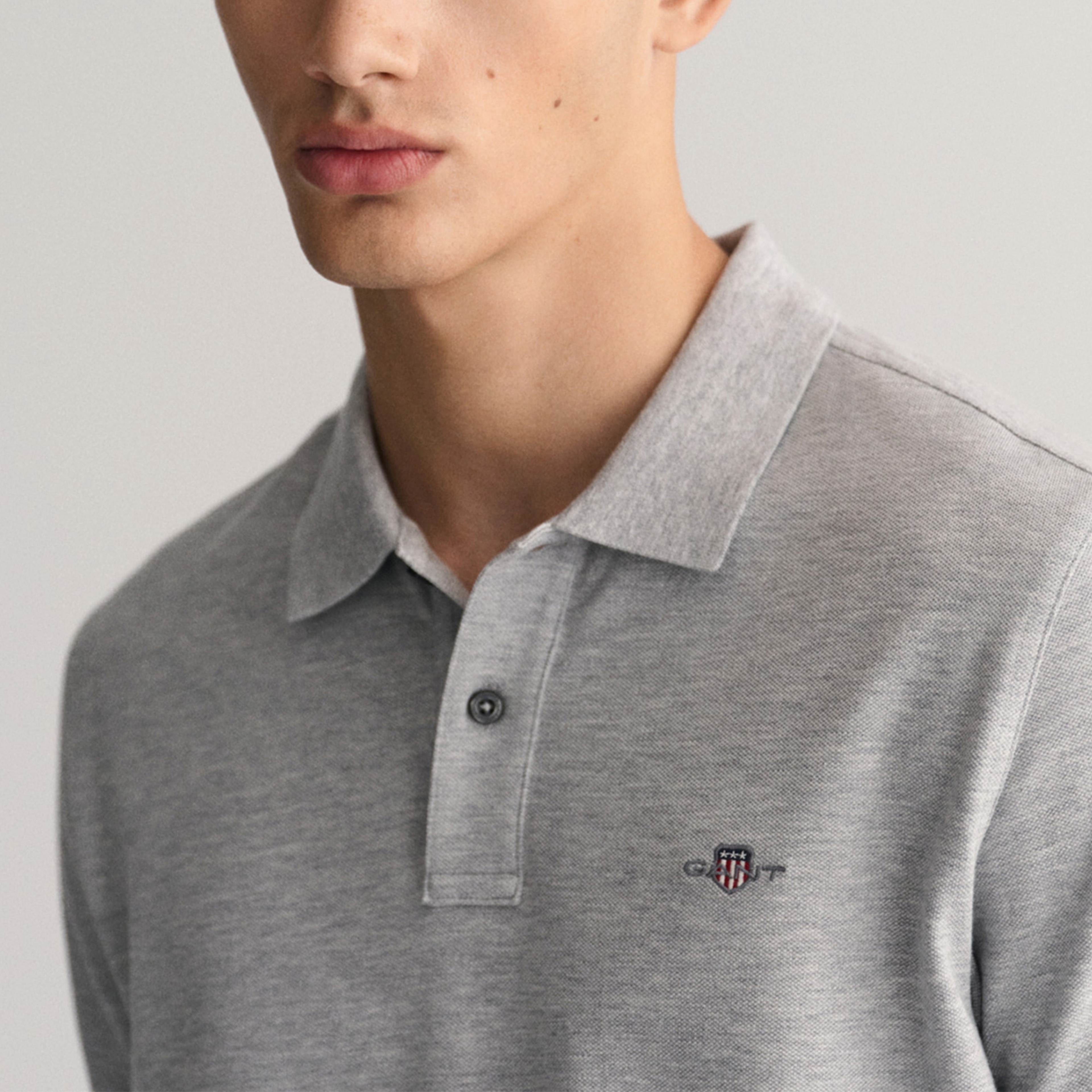 GANT Erkek Gri Slim Fit Polo