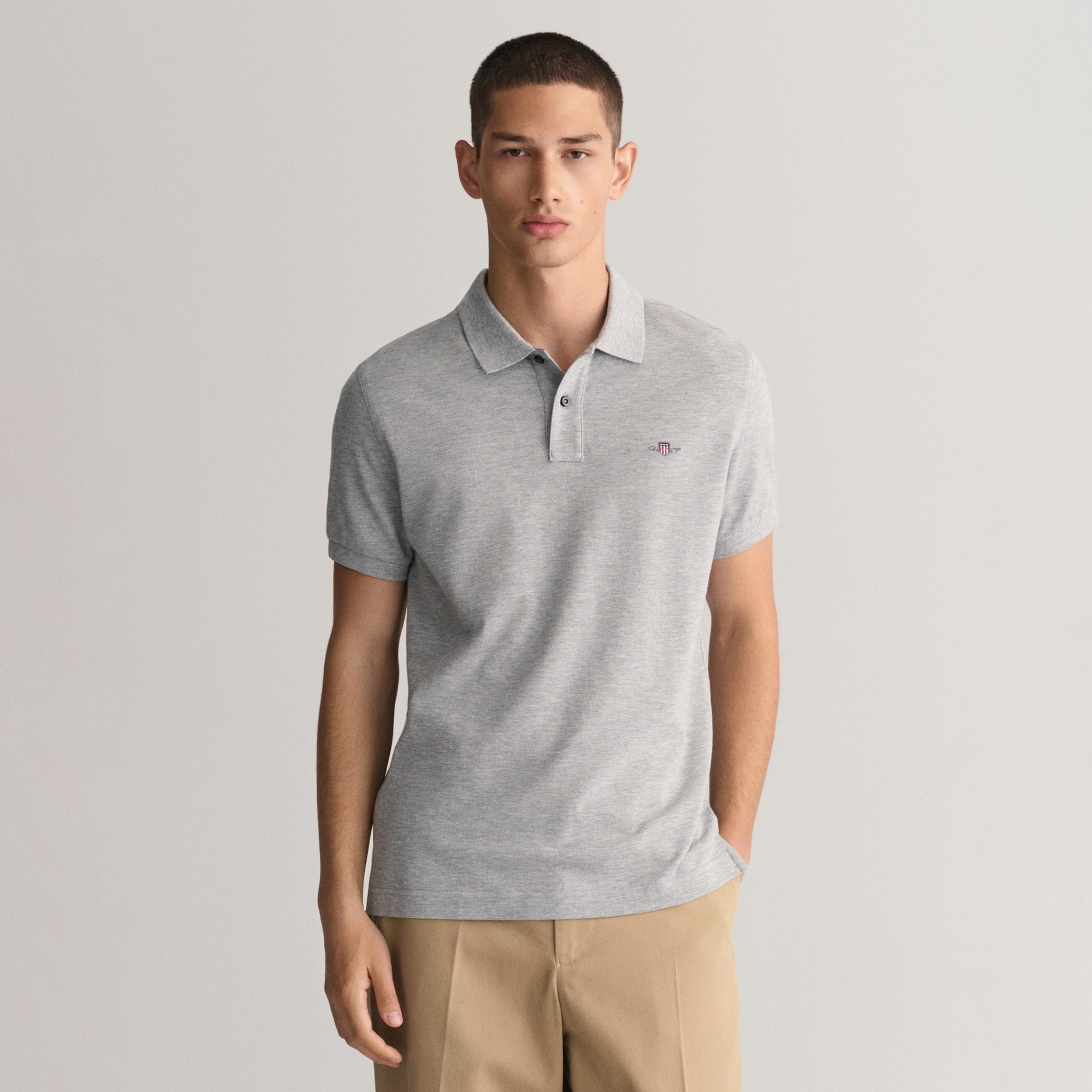 GANT Erkek Gri Slim Fit Polo
