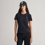 GANT Kadın Siyah Regular Fit Bisiklet Yaka T-Shirt