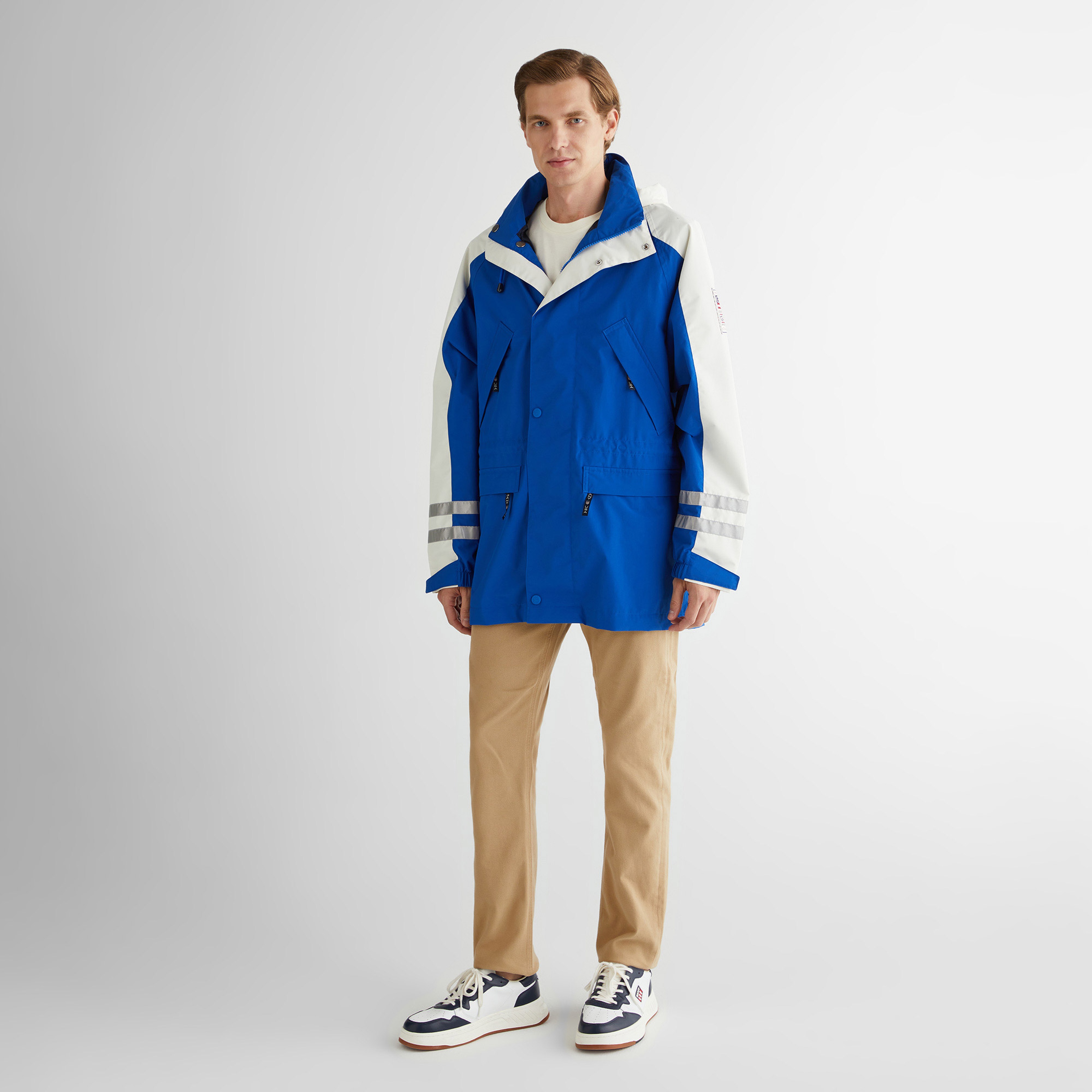 GANT Erkek Lacivert Regular Fit Kapüşonlu Renk Bloklu Mont