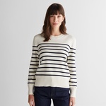 GANT Kadın Krem Regular Fit Bisiklet Yaka Çizgili Kazak