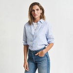 GANT Kadın Mavi Regular Fit Klasik Yaka Çizgili Keten Gömlek