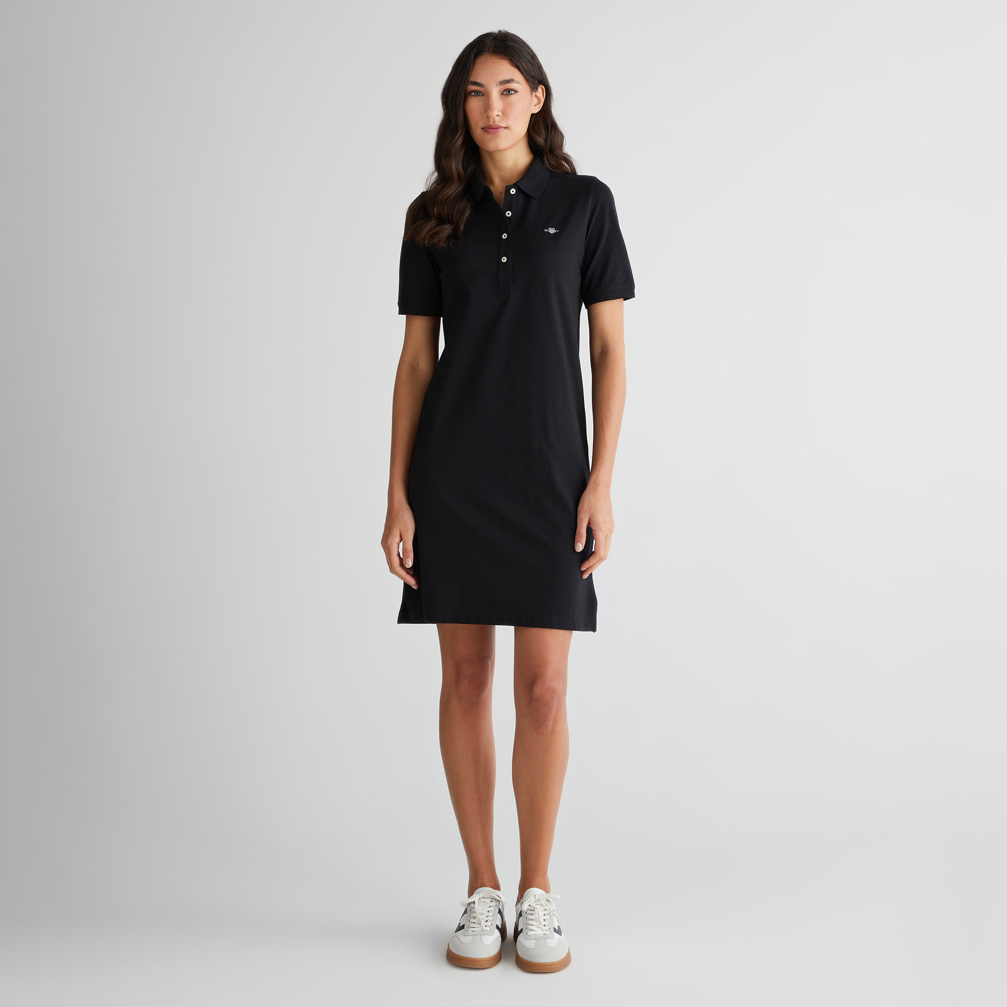 GANT Kadın Siyah Regular Fit Polo Yaka Elbise