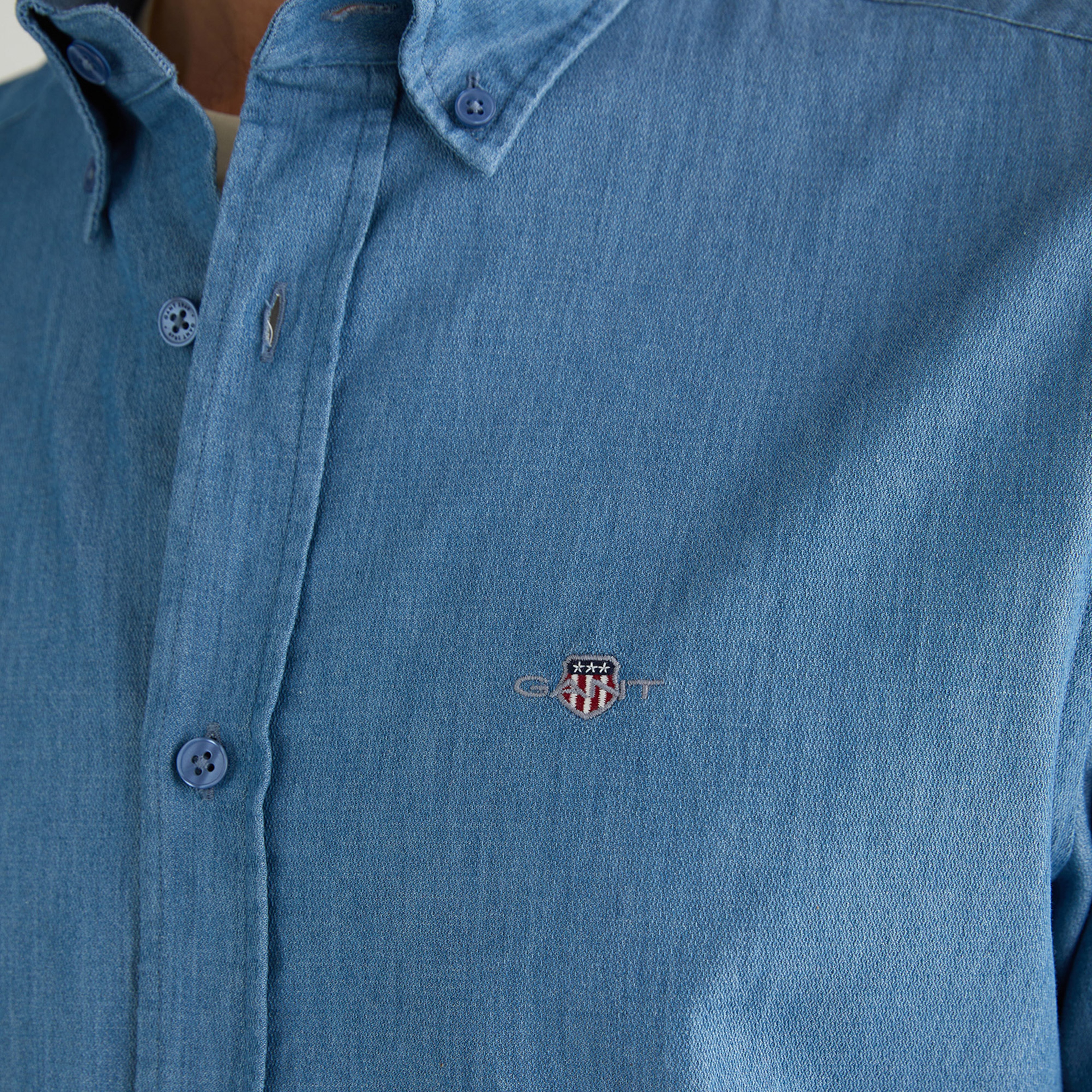 GANT Erkek Mavi Regular Fit Düğmeli Yaka Gömlek