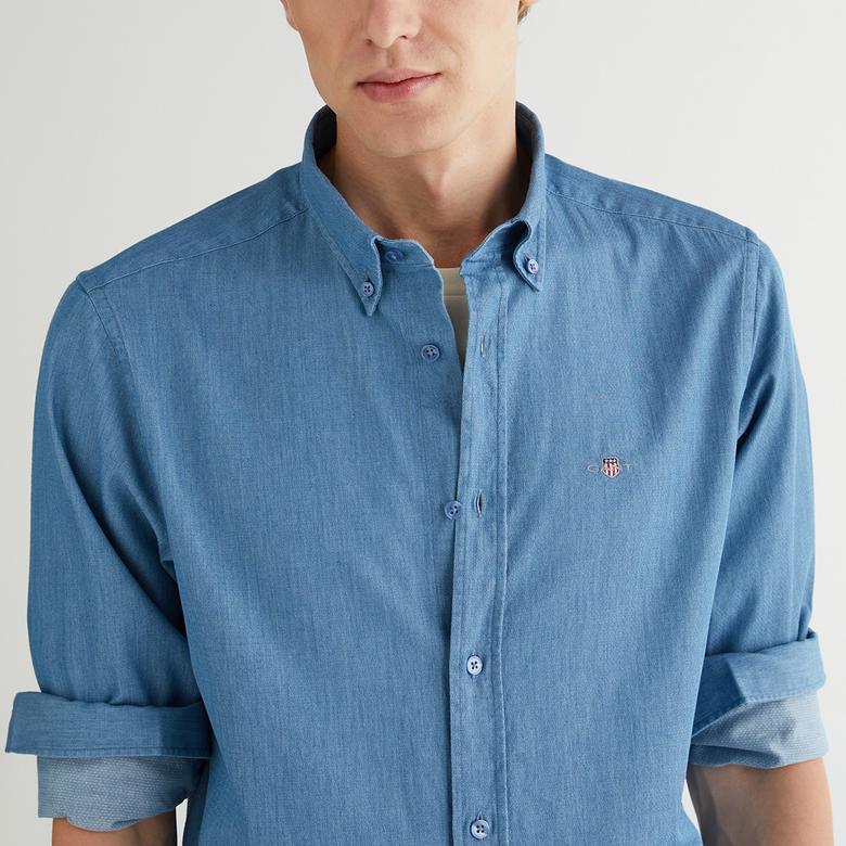 GANT Erkek Mavi Regular Fit Düğmeli Yaka Gömlek
