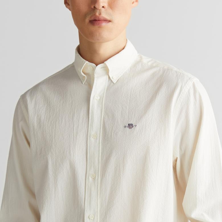 GANT Erkek Krem Regular Fit Gömlek Yaka Gömlek