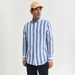 GANT Erkek Mavi  Regular Fit Düğmeli Yaka Çizgili Gömlek