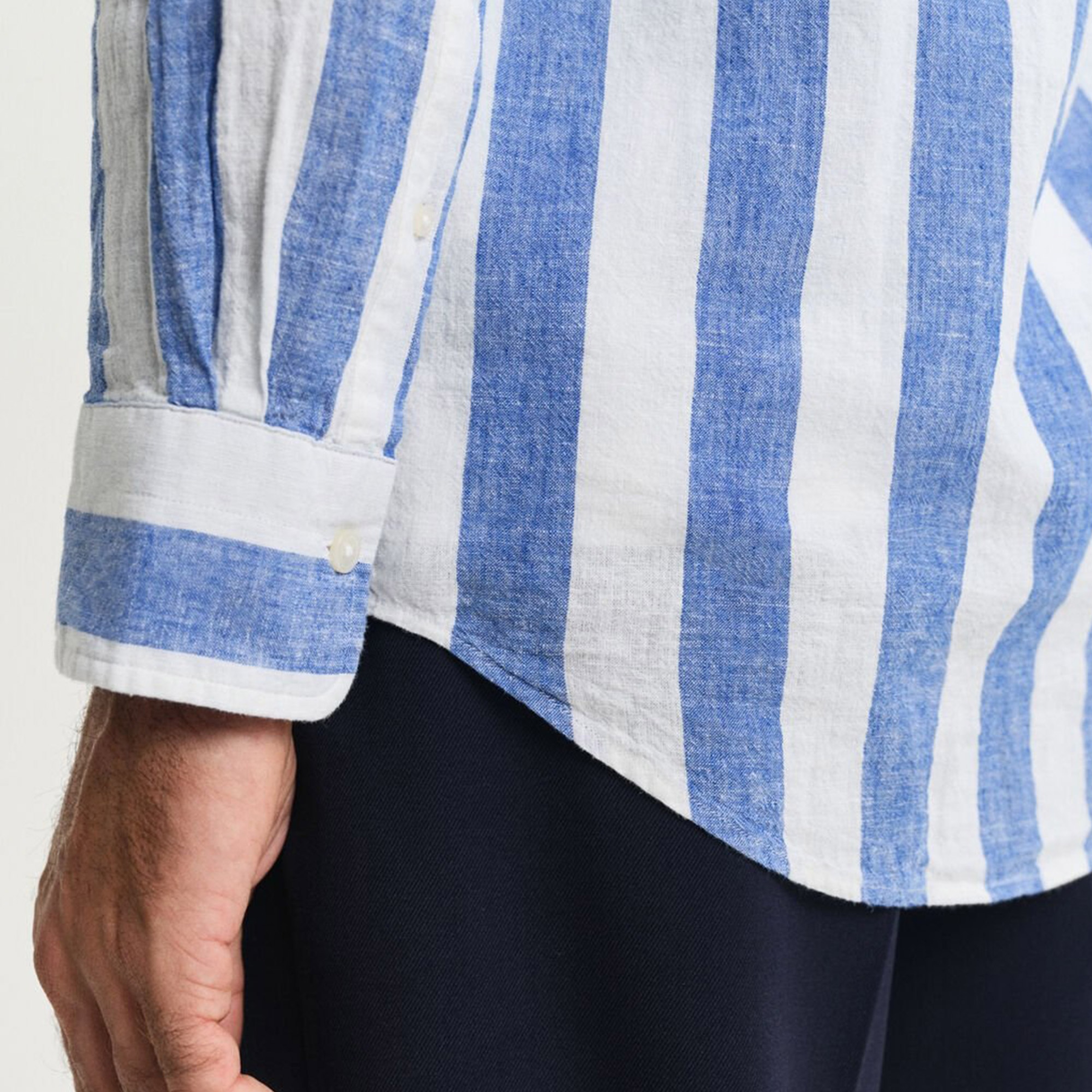 GANT Erkek Mavi  Regular Fit Düğmeli Yaka Çizgili Gömlek