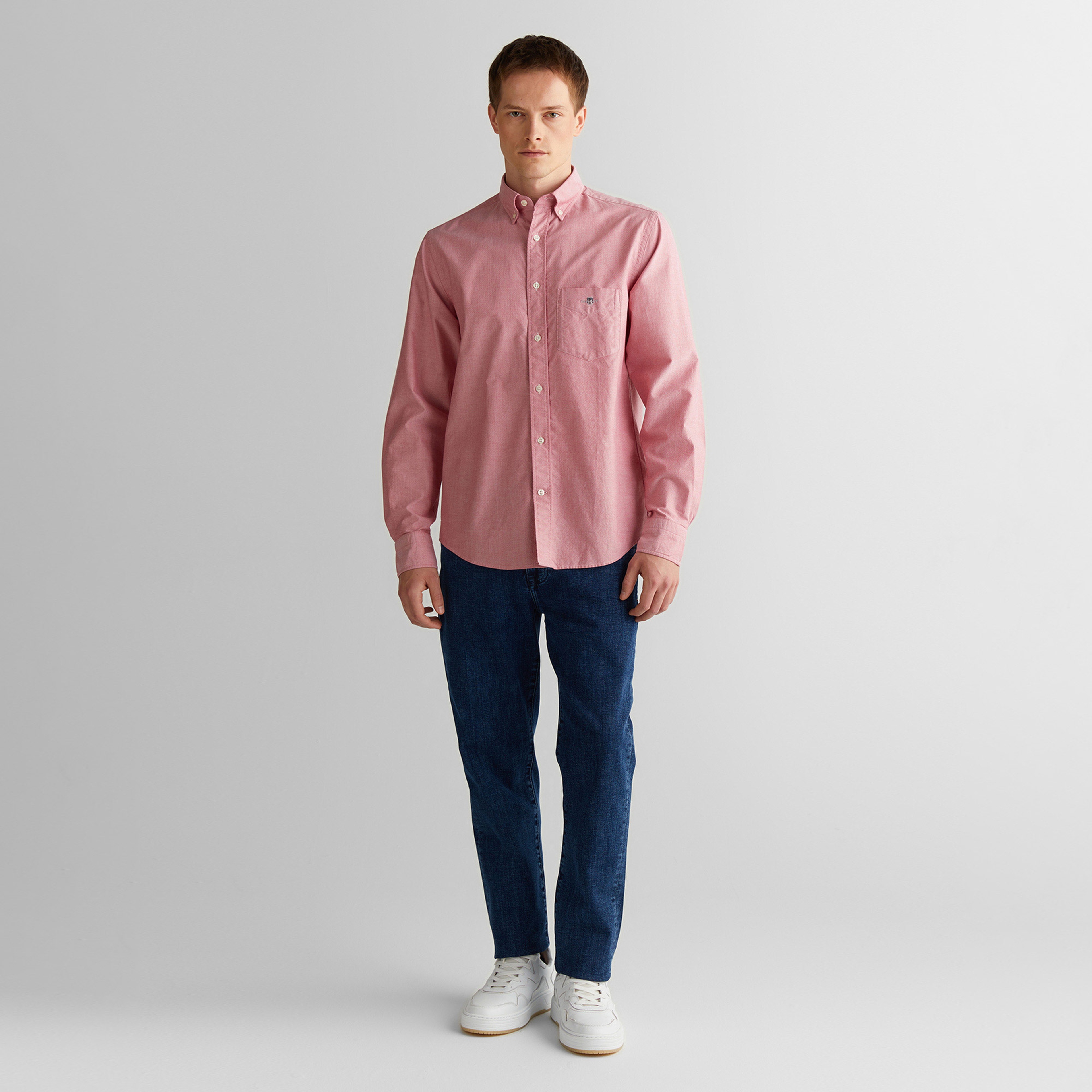 GANT Erkek Kırmızı Regular Fit Düğmeli Yaka Gömlek